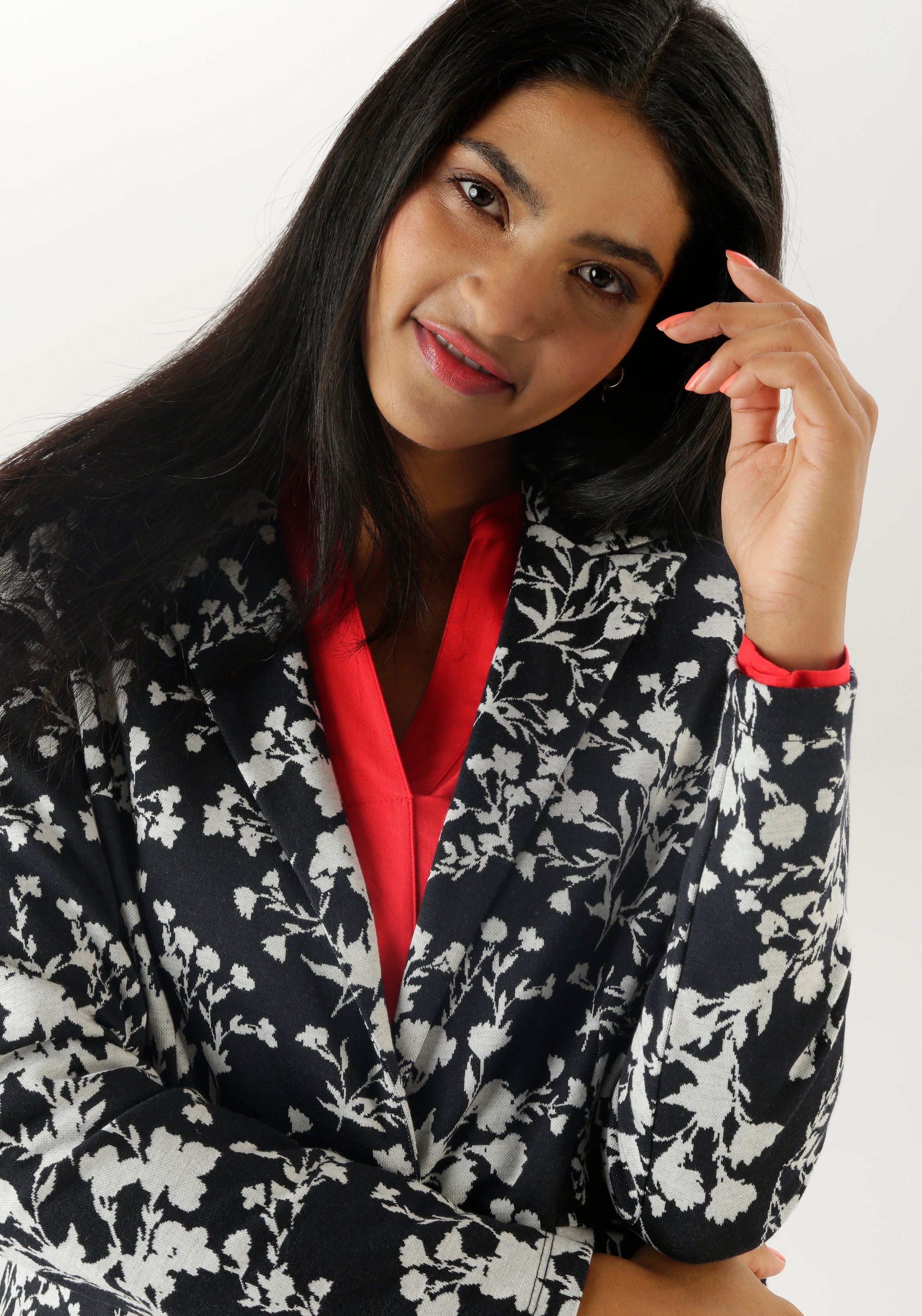 Aniston SELECTED Longblazer, mit abstrakter, floraler Musterung - NEUE KOLLEKTION