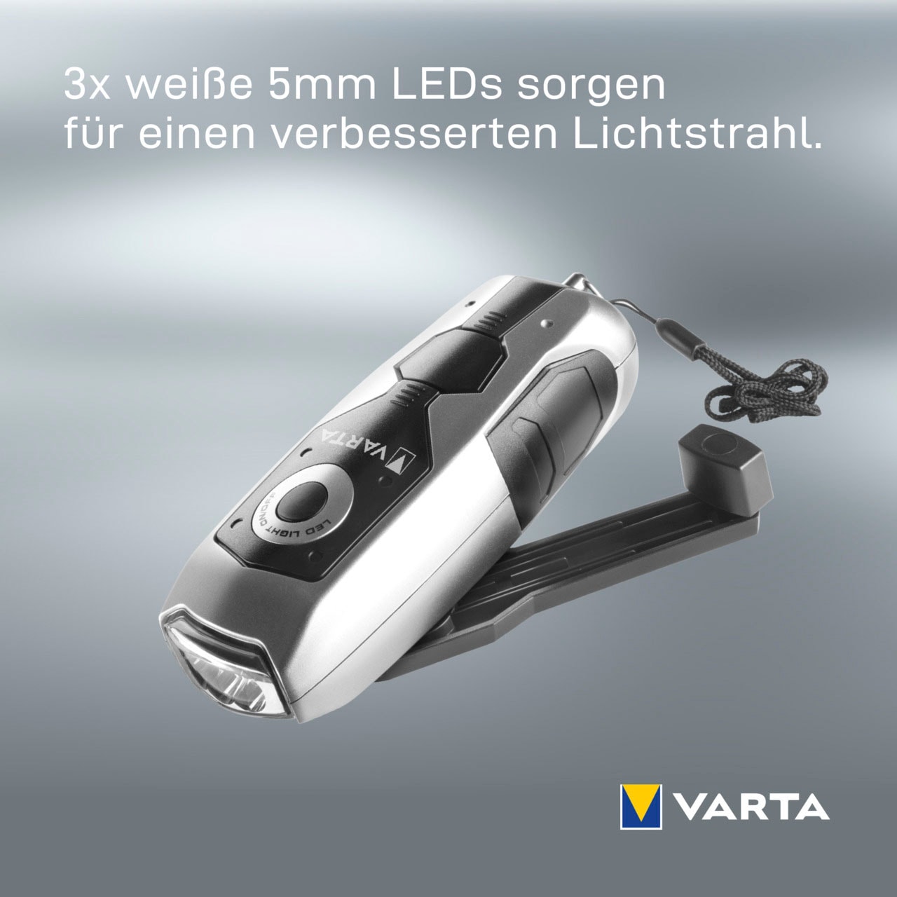 VARTA Taschenlampe »DYNAMO LIGHT LED«, (1 St.), mit Kurbel - 100% batterieunabhängig - Stromausfall, Camping, Outdoor