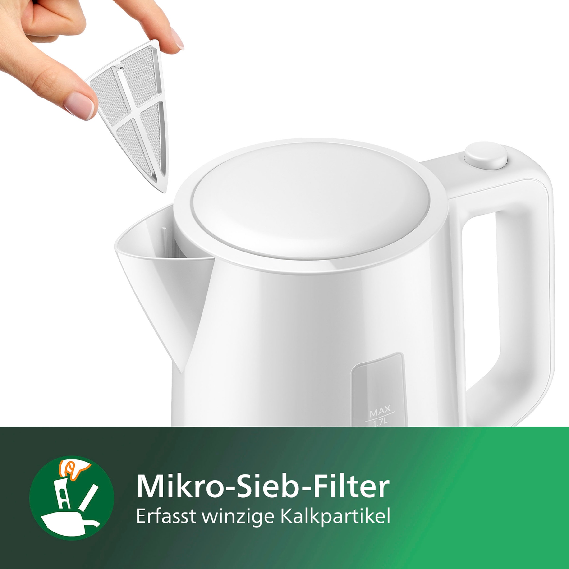 Philips Wasserkocher »HD9318/00 Serie 3000«, 1,7 l, 2200 W, Trockengehschutz