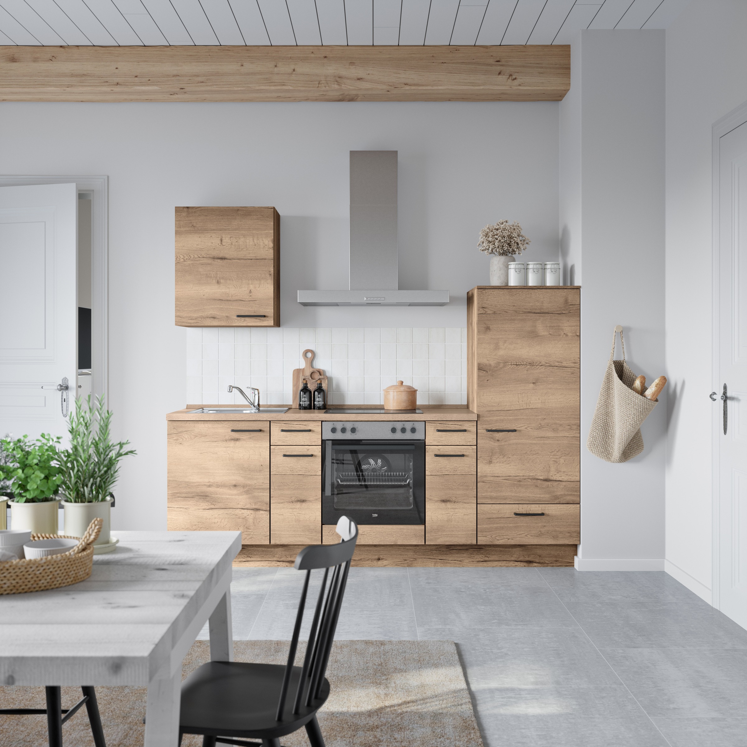 nobilia® Küchenzeile »"Structura I"« vormontiert, Ausrichtung wählbar, Breite 240 cm, wahlw. mit E-Geräten