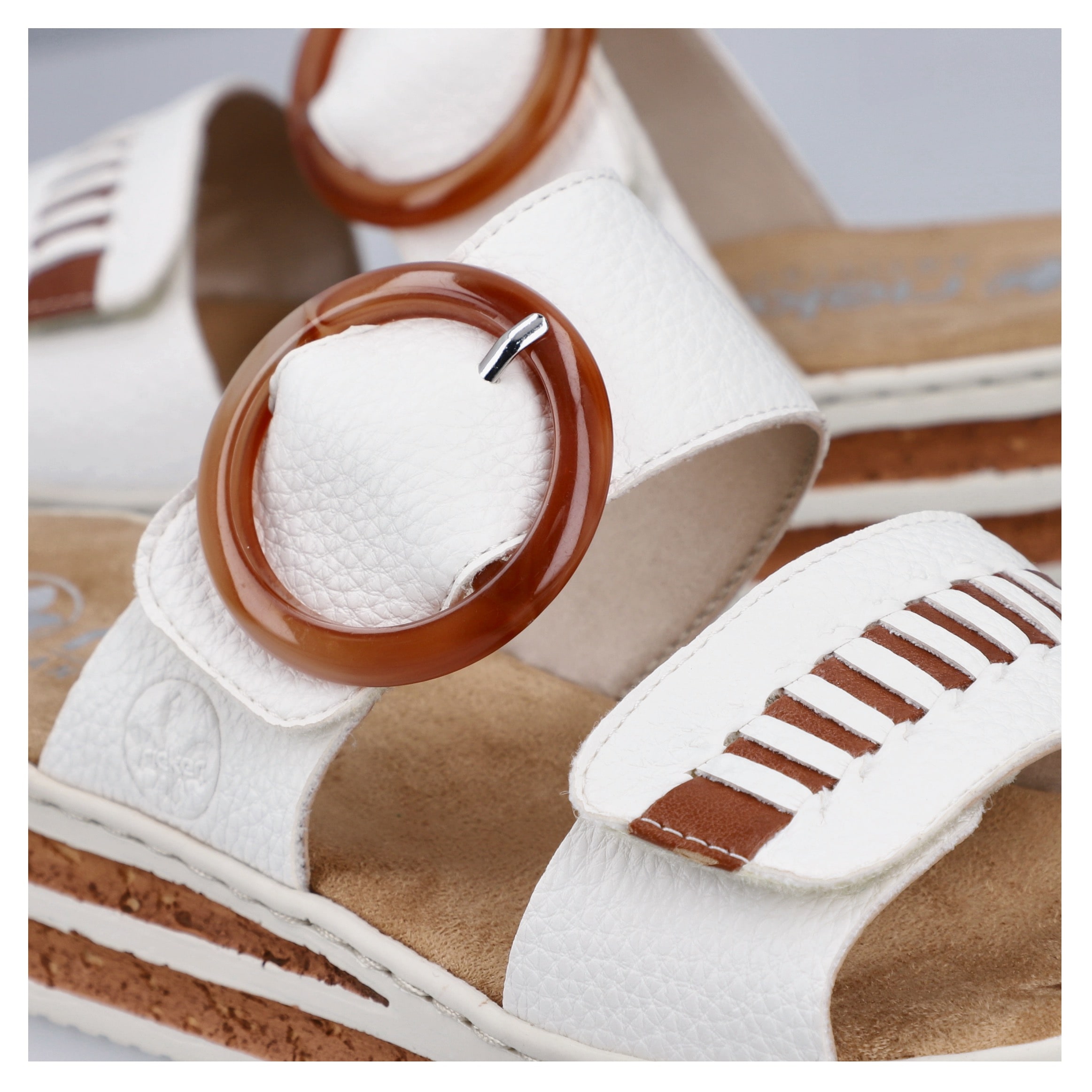 Rieker Keilpantolette, Sommerschuh, Strandschuh mit regulierbaren Klettverschlüssen