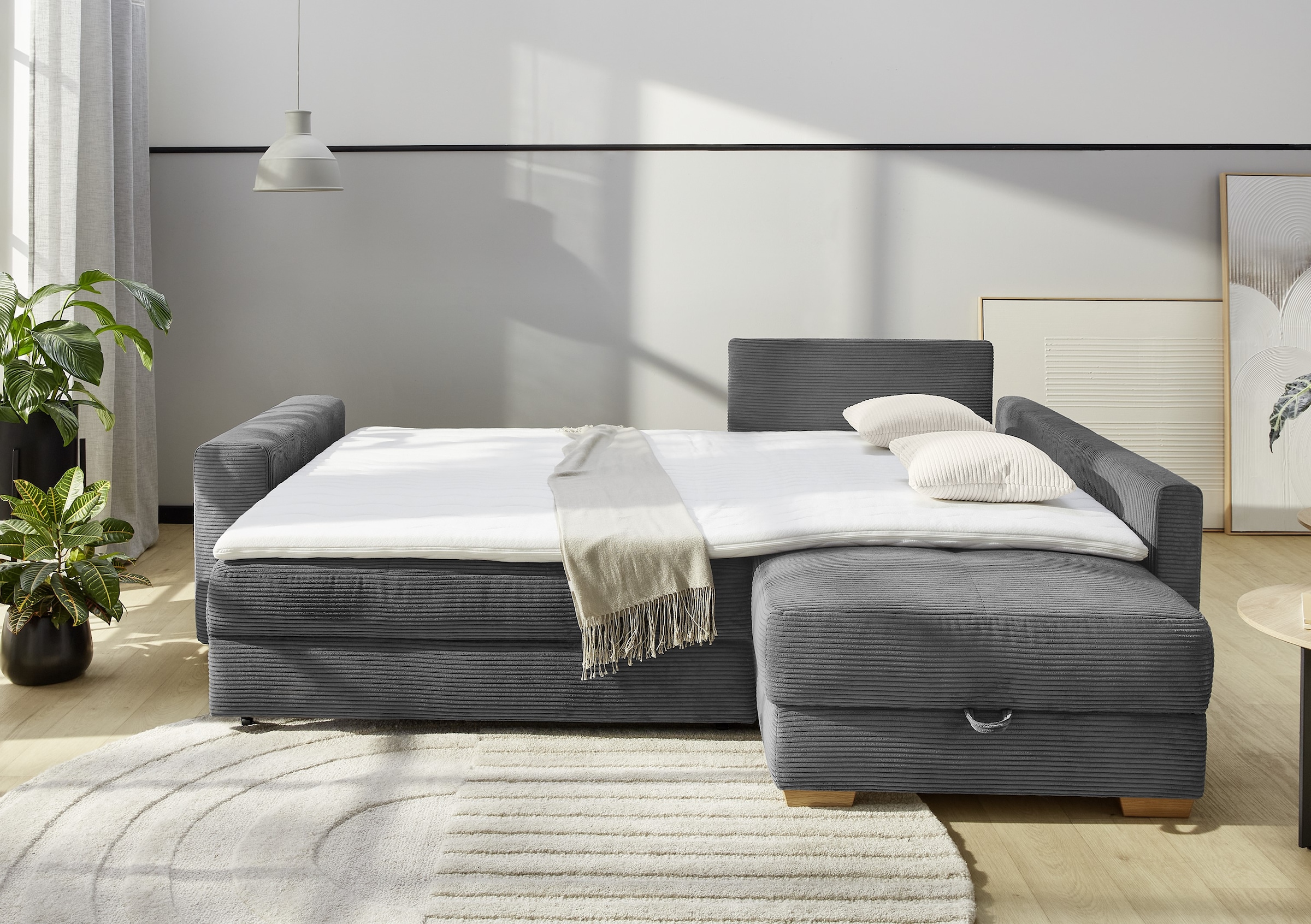 Jockenhöfer Gruppe Ecksofa »Sunset, Dauerschlafsofa mit«, Tonnentaschen-Federkern, 5cm Kaltschaumtopper, flexible montierbar