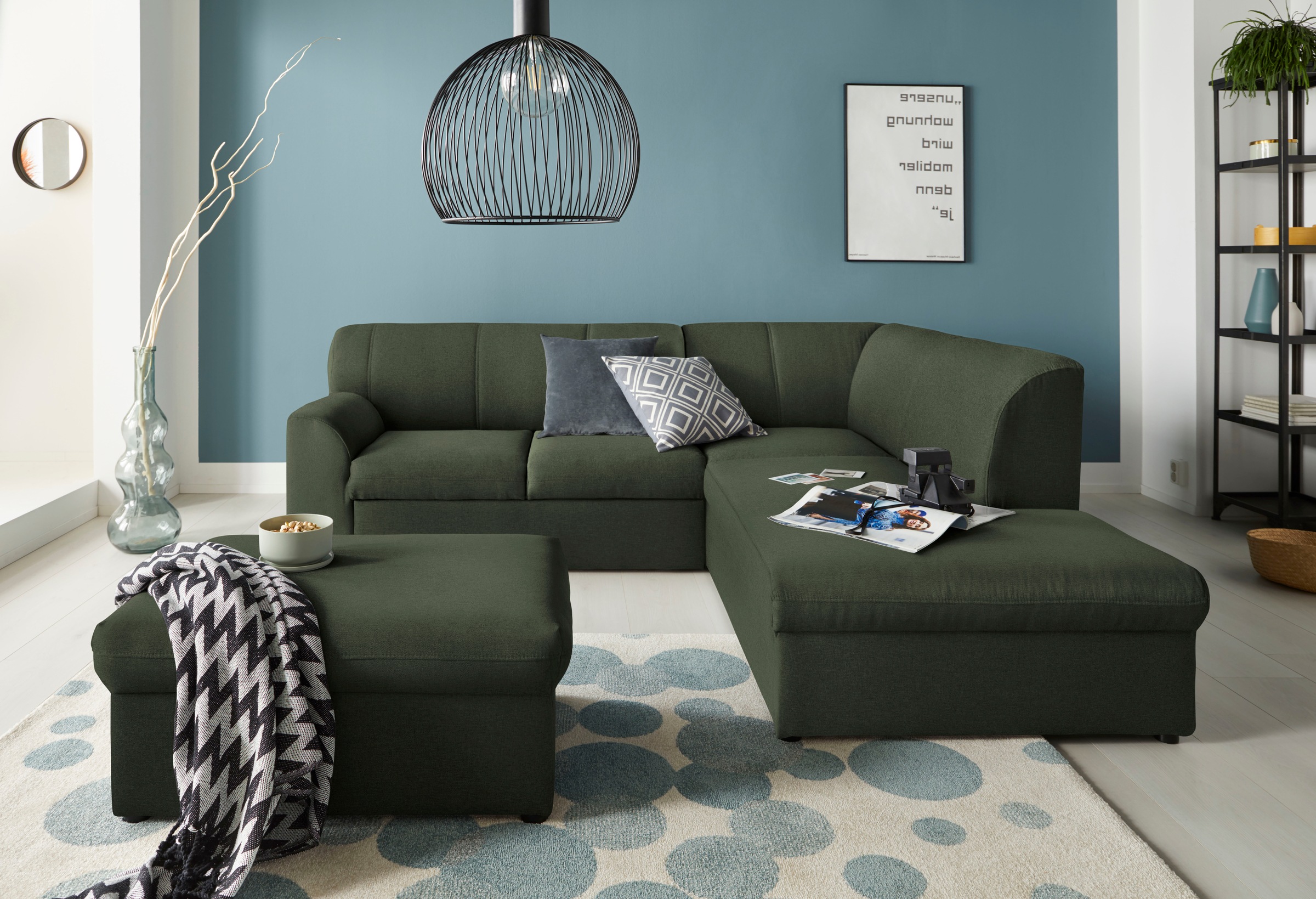 DOMO collection Ecksofa »Topper zeitlos elegant, kompakte Stellmaße, OTTOs Choice, L-Form«, mit Ottomane, wahlweise mit Schlaffunktion