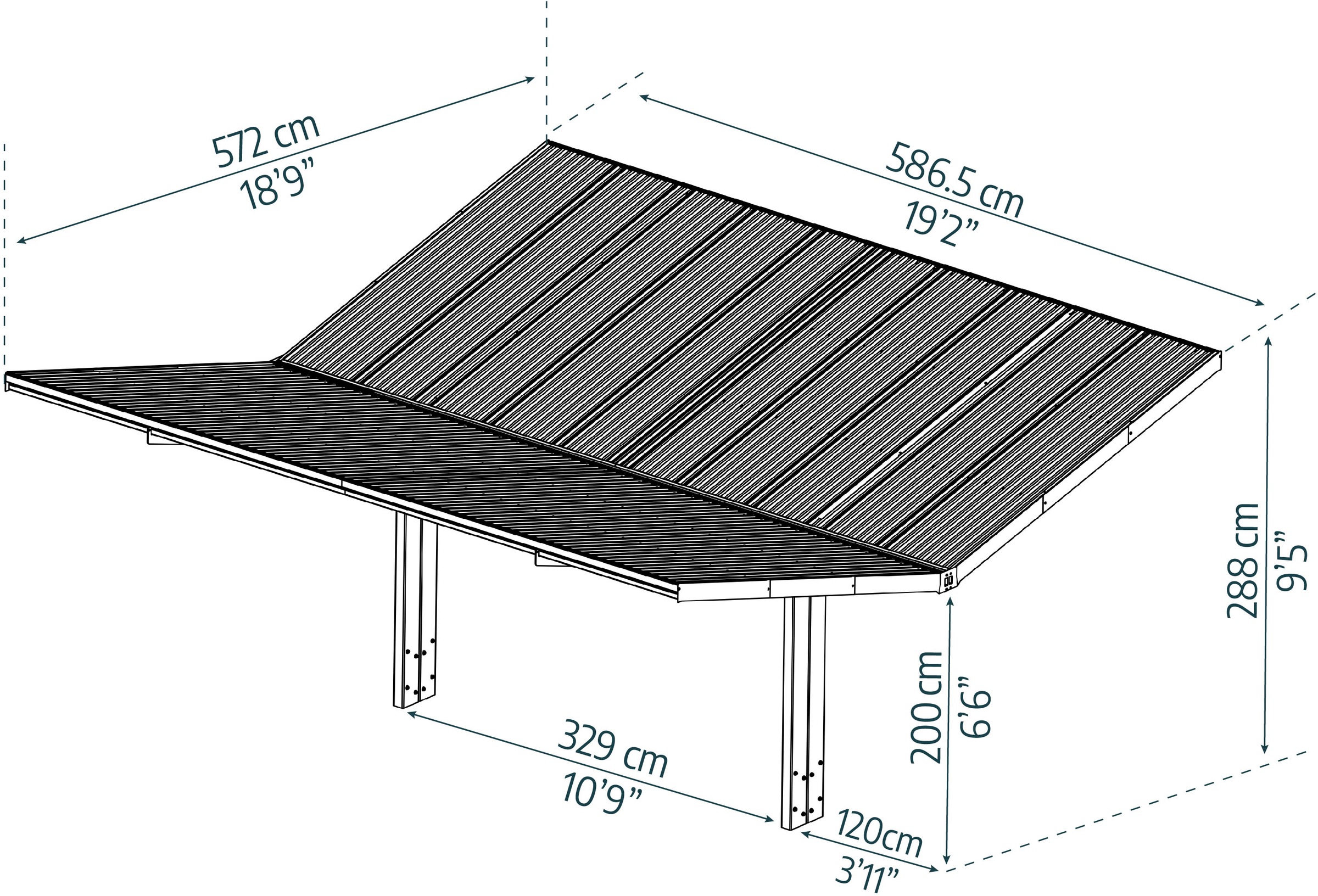 Palram - Canopia Doppelcarport »Sydney«, Aluminium, 280 cm, Schwarz, 100% UV-geschützt