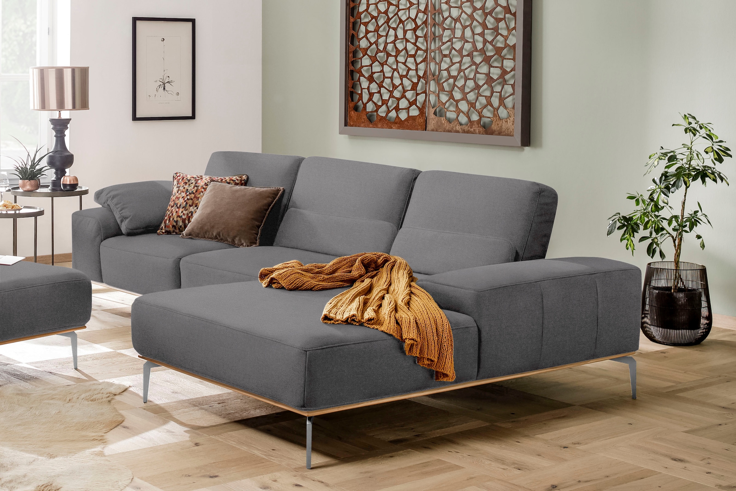 W.SCHILLIG Ecksofa "run", mit elegantem Holzsockel, Füße in Chrom glänzend, günstig online kaufen