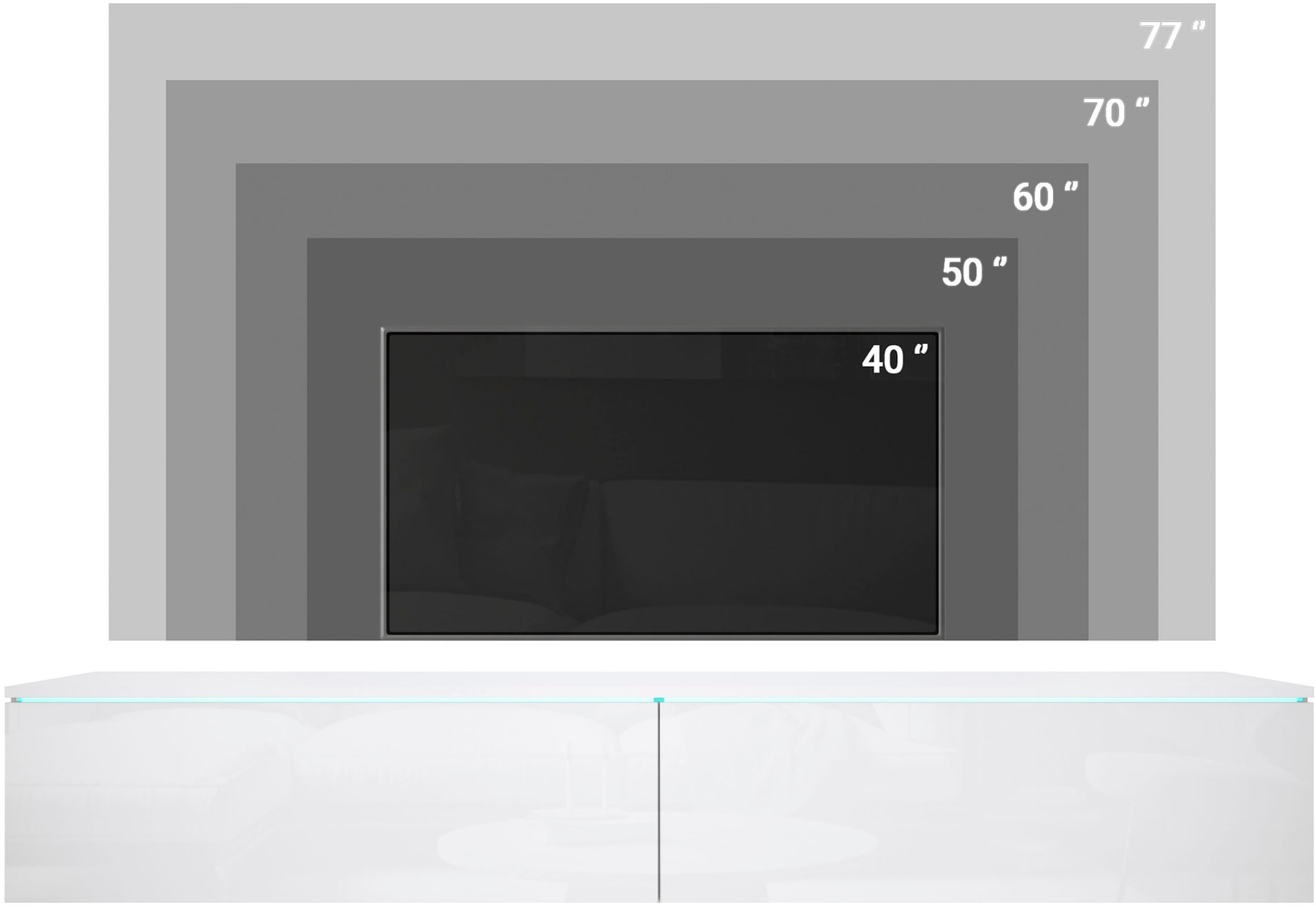 INOSIGN Lowboard »LOWBOARD VERA, wahlweise mit oder ohne Beleuchtung«, Modernes griffloses TV-Board, 180 cm TV-Schrank, stehend und hängend