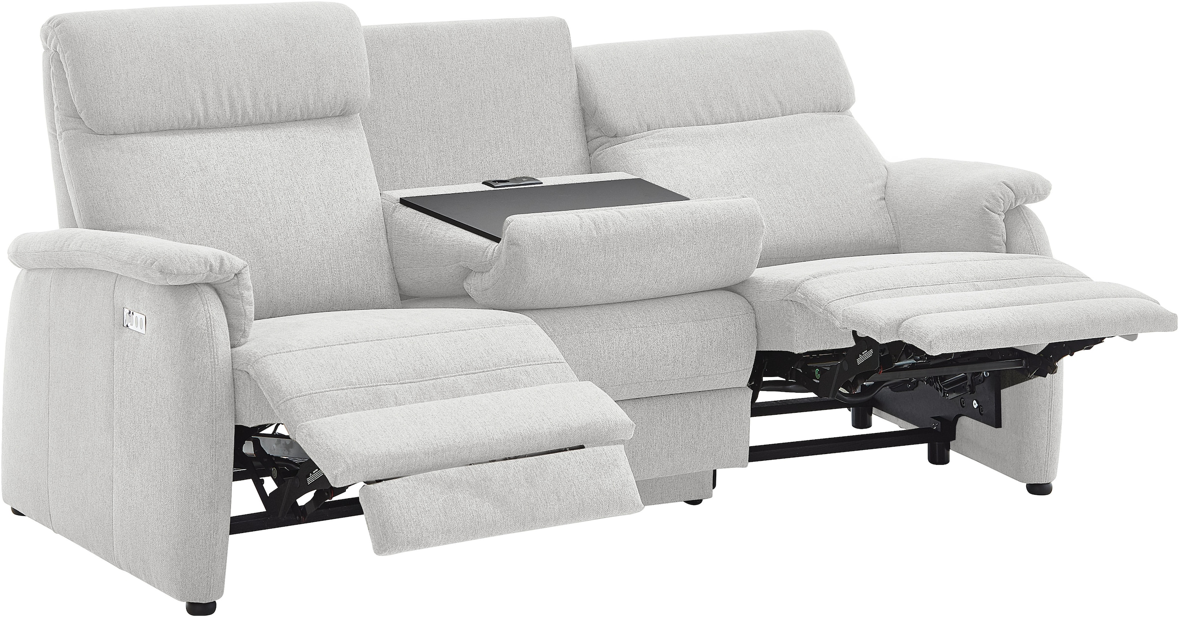 Home affaire 3-Sitzer »Turin Sofa mit elektrischer Relaxfunktion, Breite 226 cm« inkl. Tisch, USB & Steckdose, Federkern & pflegeleichtem Bezug