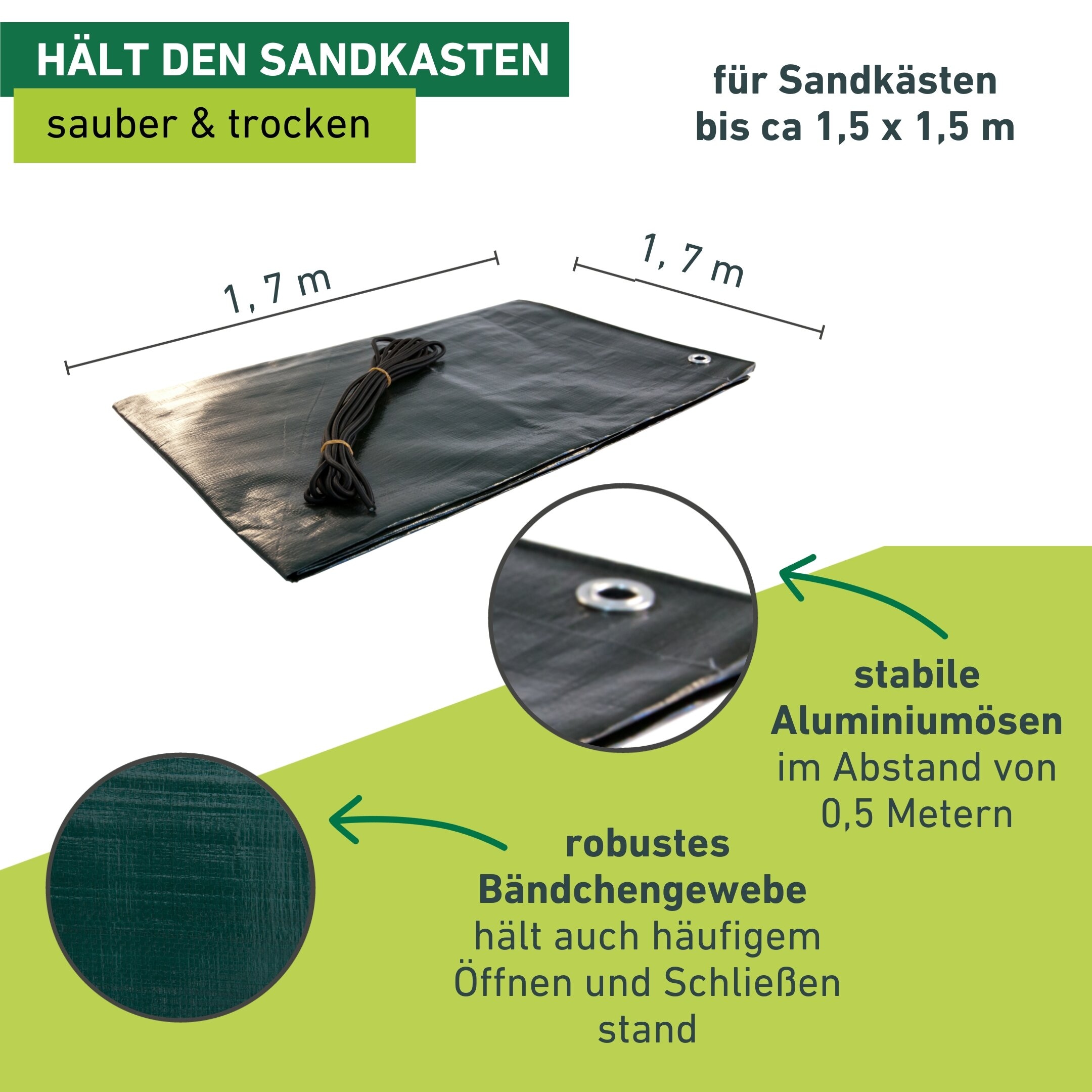 Windhager Sandkasten-Abdeckplane »MEDIUM« 1,7x1,7 m, mit Kordel zur Befestigung