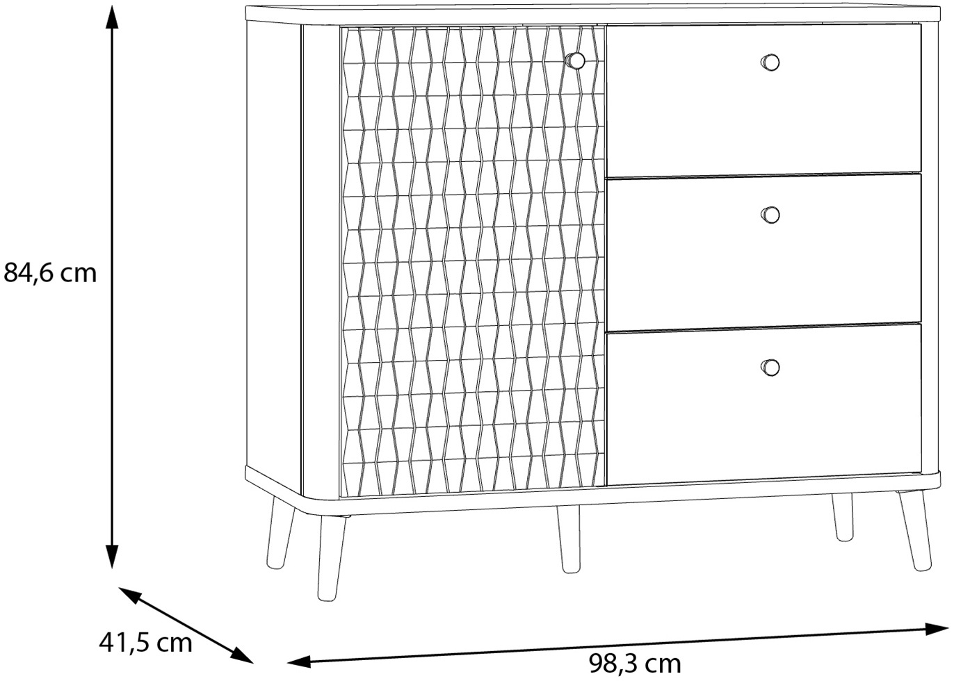 FORTE Sideboard »Fixsmile«, modernes Sideboard, SoftClose, Echtholz Beine und Griffe