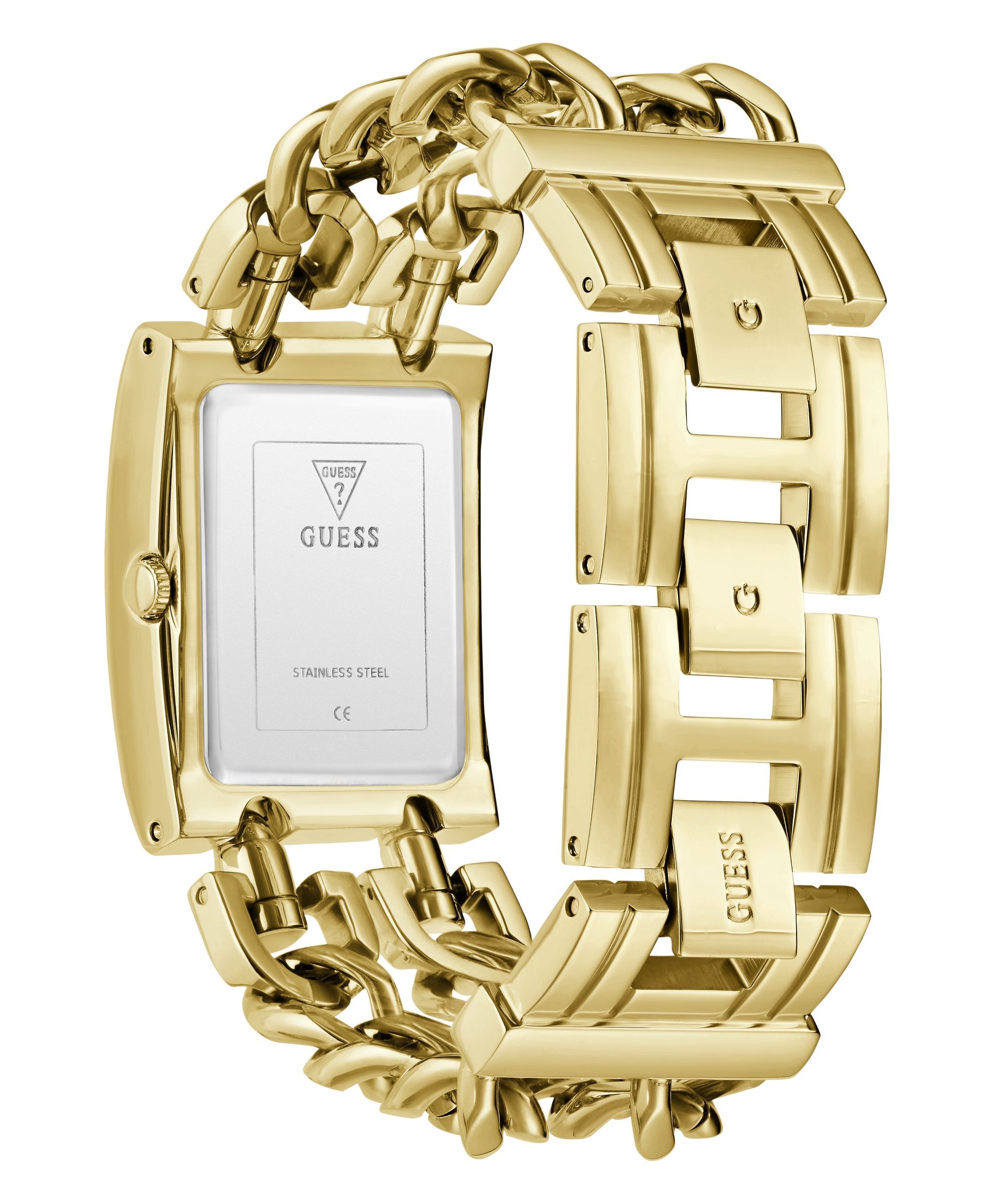 Guess Quarzuhr »Guess HEAVY METAL« Armbanduhr, Damenuhr, Edelstahlarmband, analog