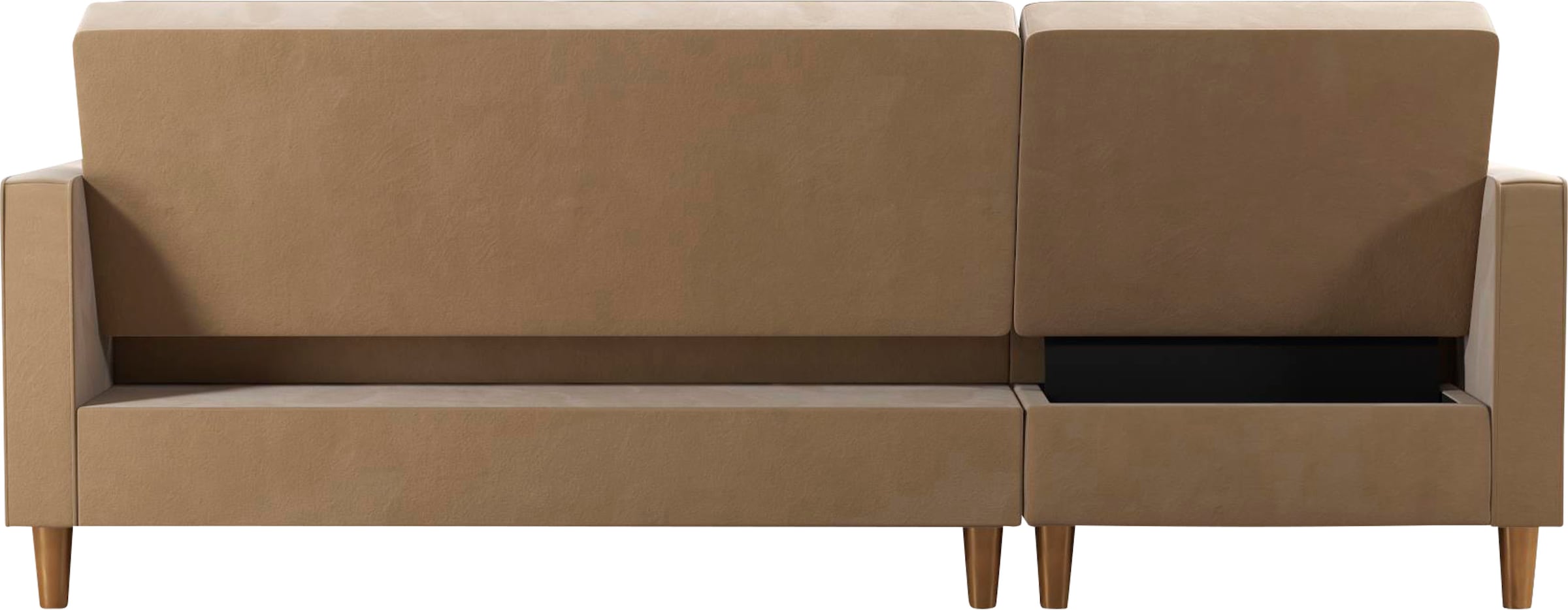 Cosmo Living Ecksofa »Liberty«, mit Schlafffunktion, Recamiere mit Stauraum beidseitig montierbar