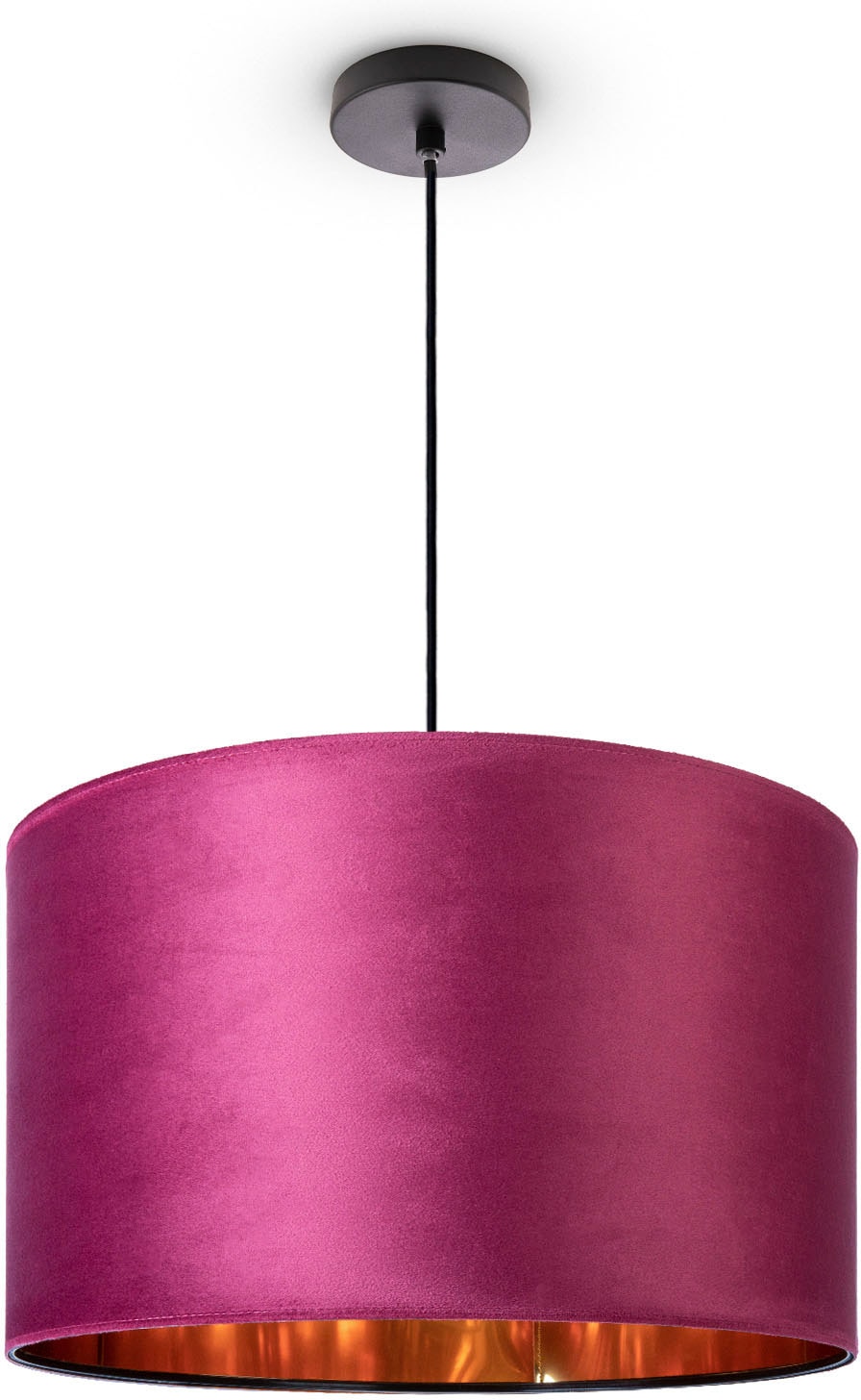 Paco Home Pendelleuchte »Hugo uni Color«, Leuchtmittel E27 | ohne Leuchtmittel, Wohnzimmer Lampenschirm aus Velour Unifarben Deko E27 Kabel 1,5m