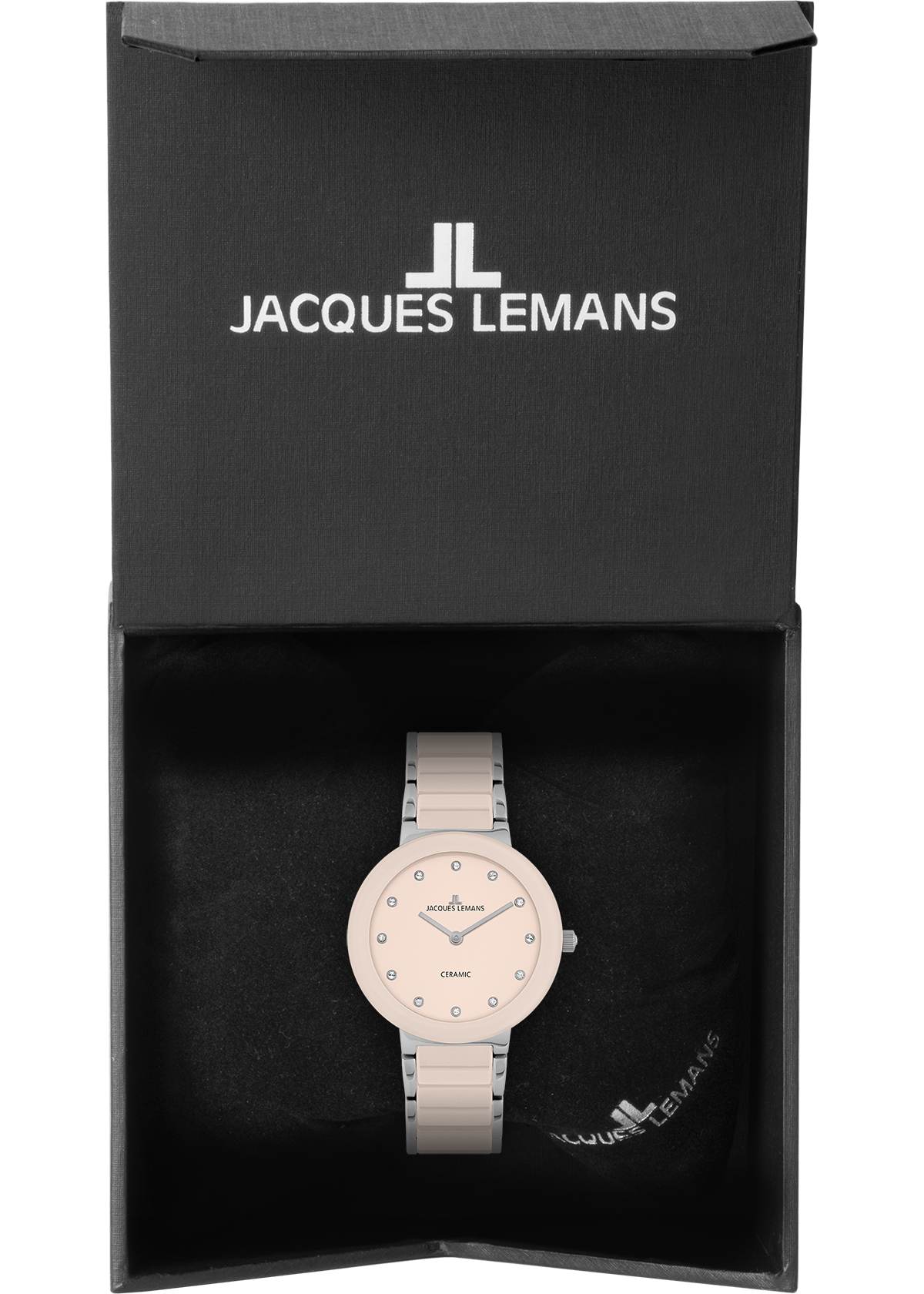 Jacques Lemans Keramikuhr »Monaco« Quarzuhr, Armbanduhr, Damenuhr, analog, Glaskristalle