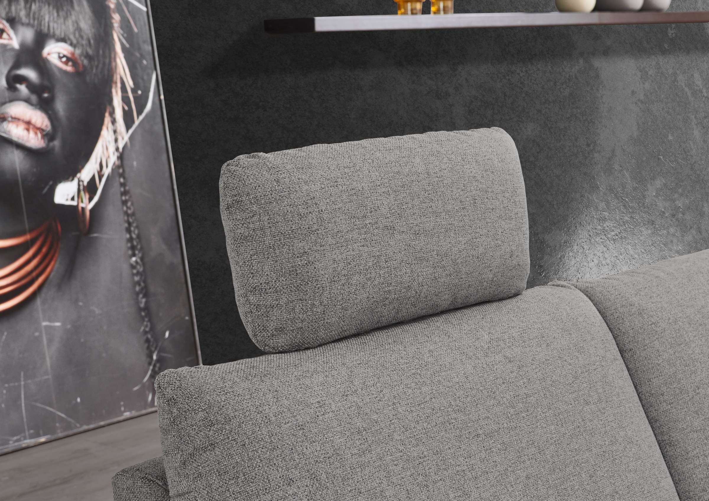 Places of Style Ecksofa »Sarsina: mit Tonnentaschen-Federkern, perfekt zum Entspannen L-Form«, inklusive 2 motorischen Relaxfunktionen mit Herz-Waage-Beschlag
