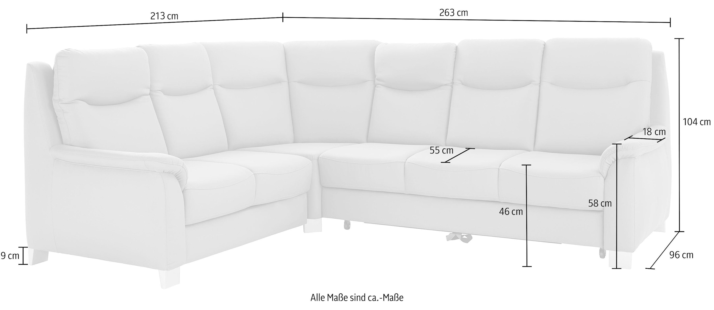sit&more Ecksofa »Boccaccio L-Form«, mit Federkern und Kopfteilverstellung, wahlweise mit Bettfunktion
