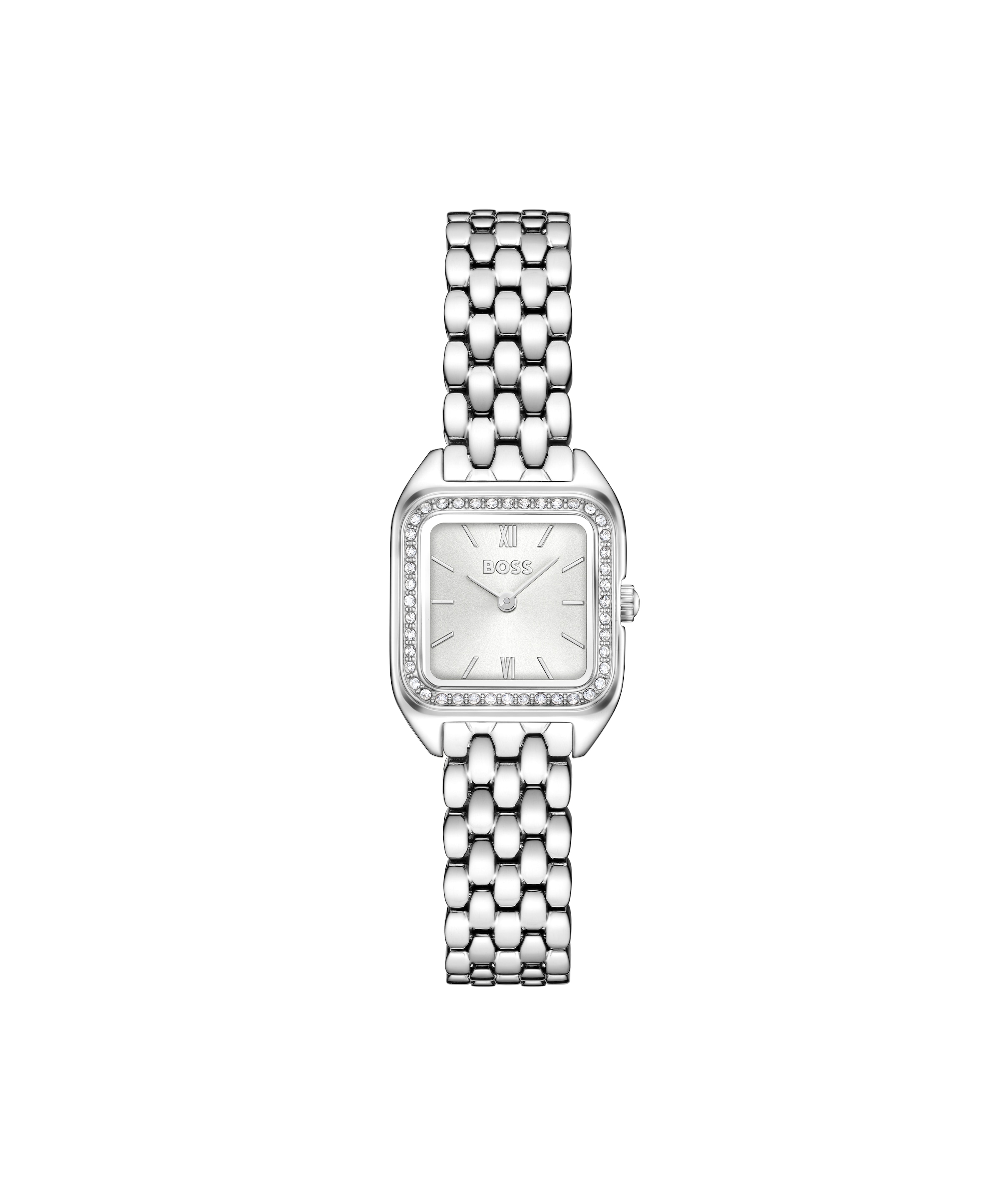 BOSS Quarzuhr »MAE PETITE« Armbanduhr, Damenuhr, Edelstahlarmband, analog, Glaskristalle