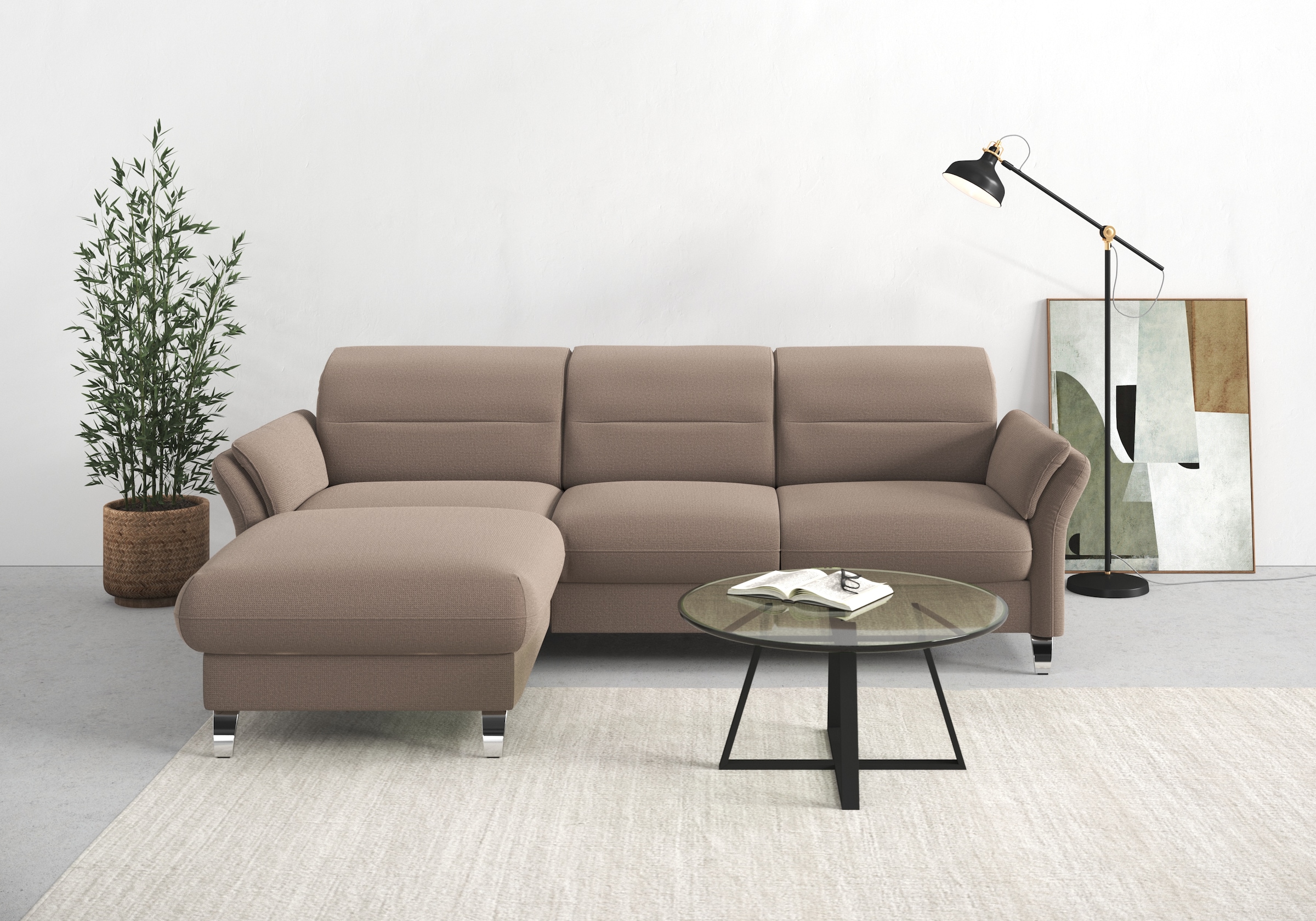 sit&more Ecksofa »Grenoble L-Form mit Federkern«, wahlweise mit Bettfunktio günstig online kaufen