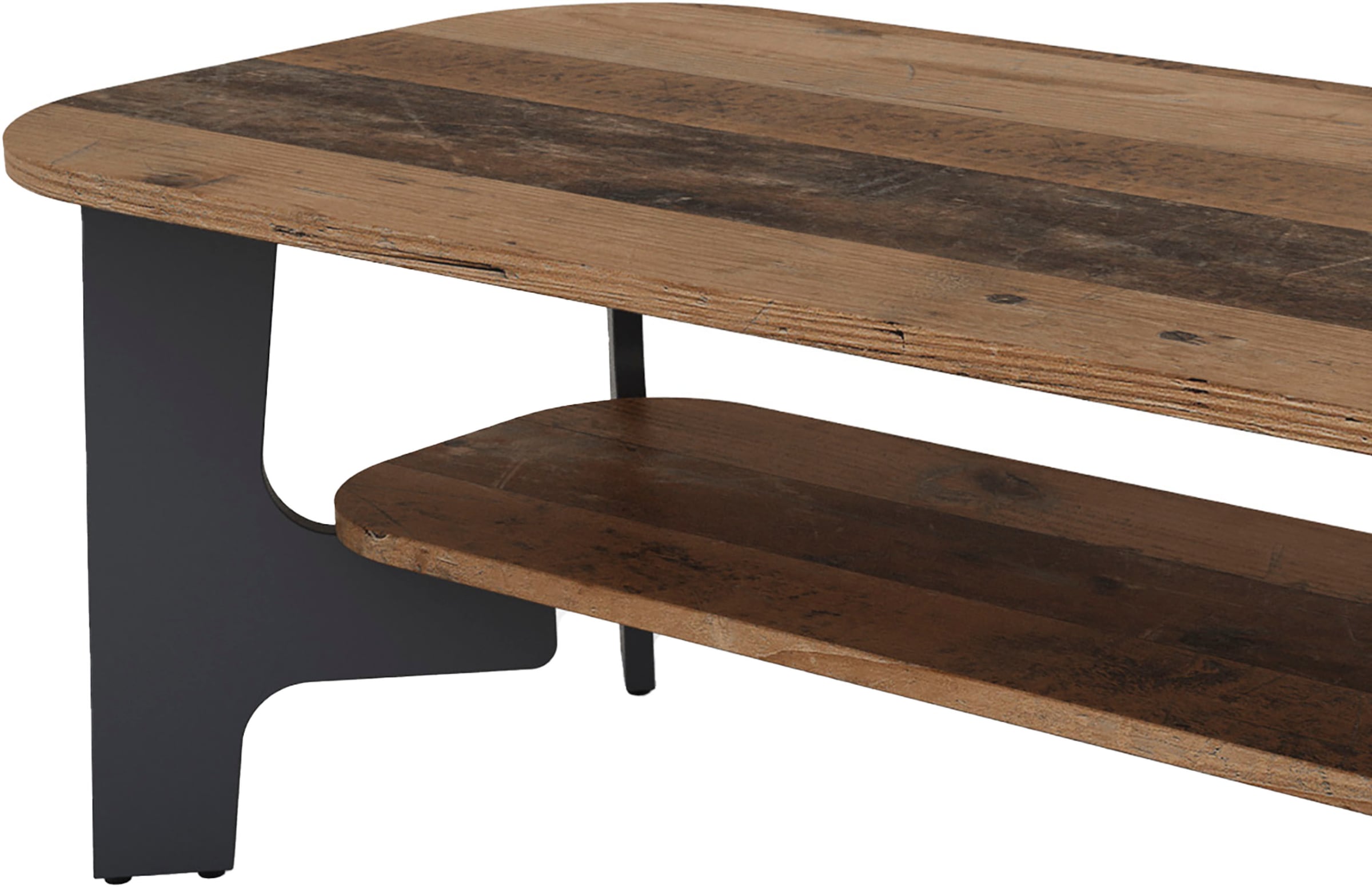 byLIVING Couchtisch »JONNY« Tischplatte Artisan Eiche o. Old Wood, Gestell anthrazit, Ablageboden