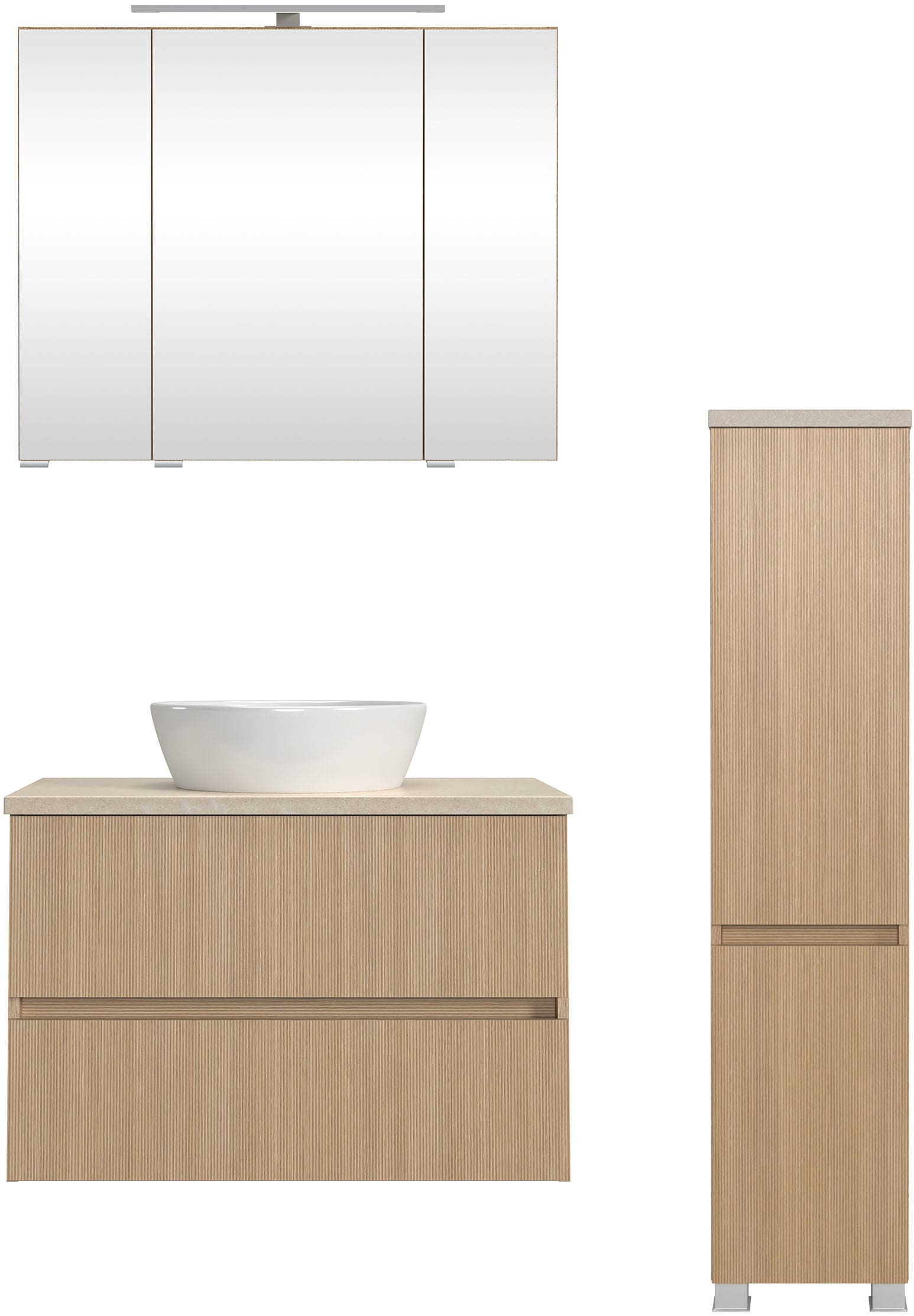 welltime Badmöbel-Set »Set 110 cm breit, Badmöbel mit LED-Beleuchtung«, Hel günstig online kaufen