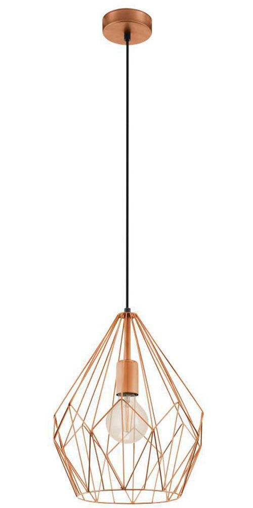 EGLO Pendelleuchte »CARLTON Hängeleuchte, Kupfer, Stahl, exkl. Leuchtmittel, Retro«, 1 flammig, Leuchtmittel E27 | ohne Leuchtmittel, Vintage Pendellampe, 1 flammig, Drahtgeflecht, Industrial, 110x31cm