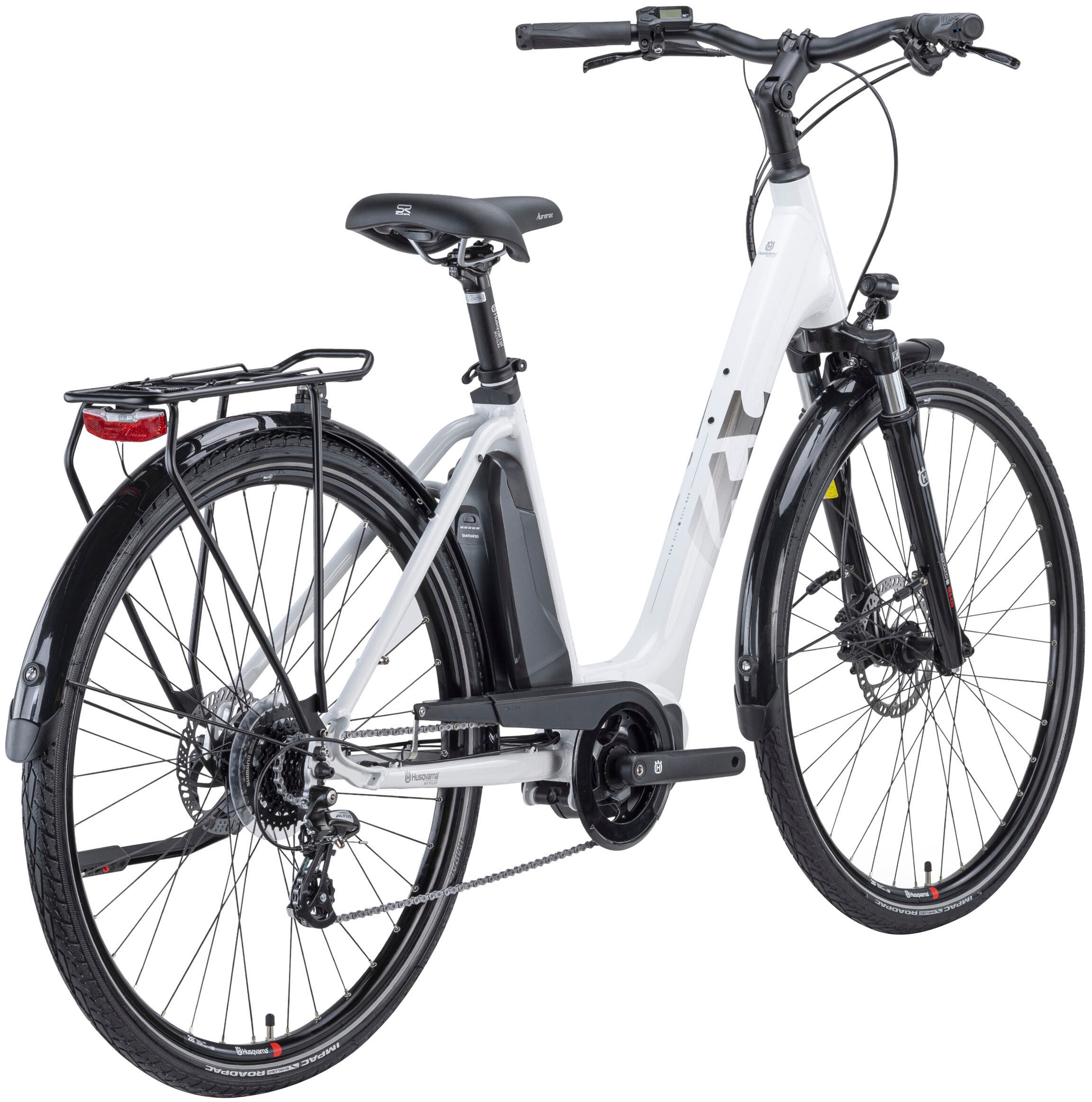 Husqvarna E-BICYCLES E-Bike »E-Citybike Eco City 1«, 8 Gang, Shimano, Nexus, Mittelmotor 250 W, (28 Zoll, Shimano Motor, Rücktritt, Scheibenbremsen, Straßenzulassung), Pedelec, Elektrofahrrad für Herren u. Damen, tiefer Einstieg