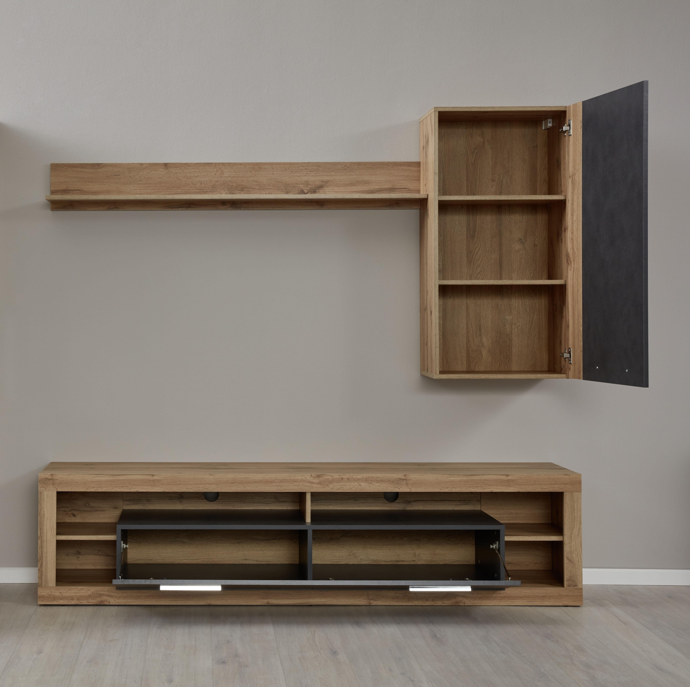 INOSIGN Hängevitrine »Gwendolyn«, Hängeschrank fürs Wohnzimmer mit 3 Fächern - (B/T/H) 52/31/103 cm