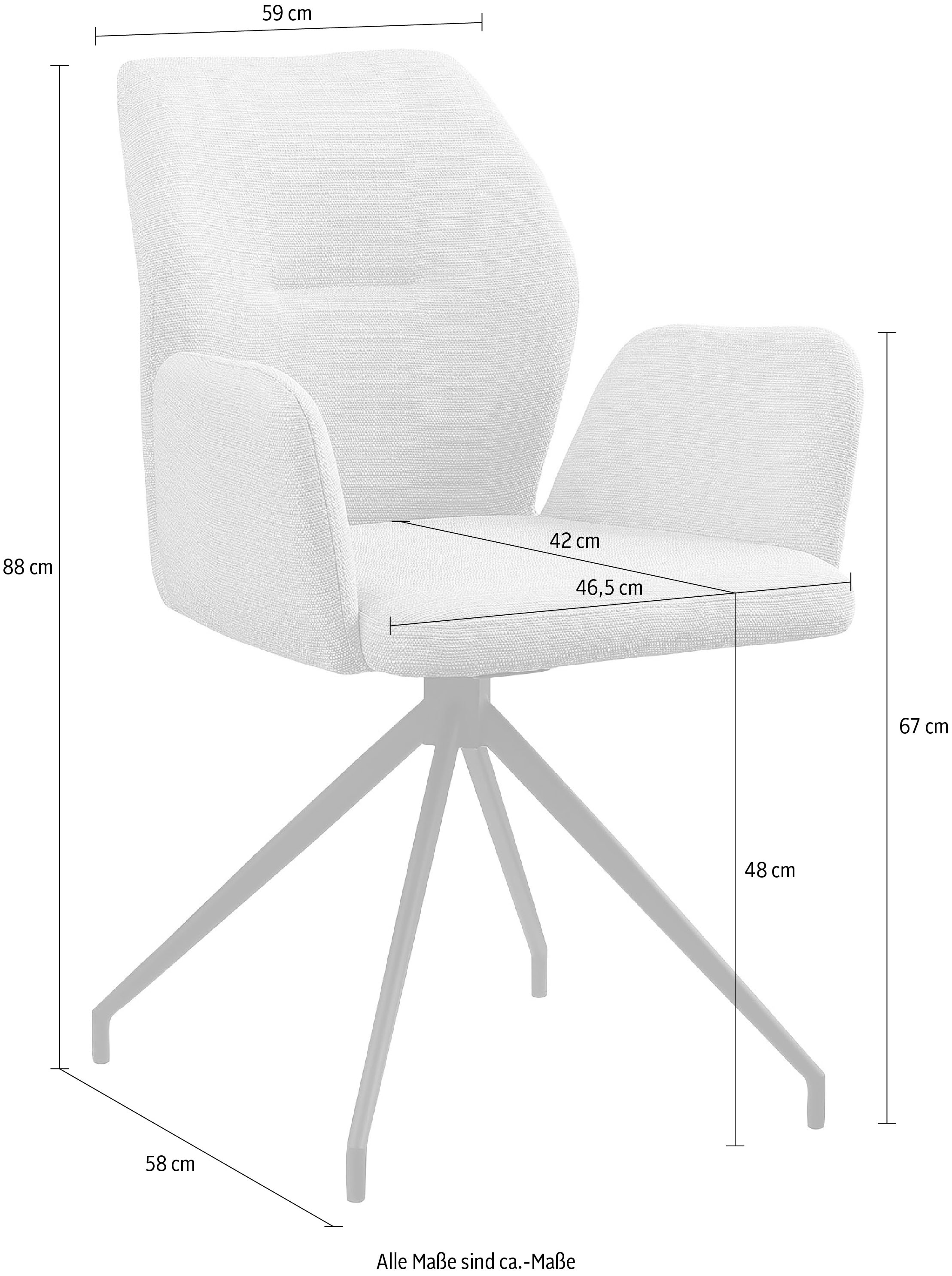 SalesFever Esszimmerstuhl »Taormina Armlehnstuhl, Gestell schwarz«, 1 St., Webstoff strukturiert, Esszimmersessel mit 180° Drehfunktion