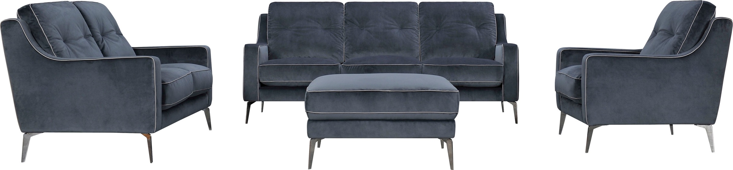 Leonique Sitzhocker »Chicago« 1 Stk. tlg. Polsterhocker, graublauer Velours günstig online kaufen