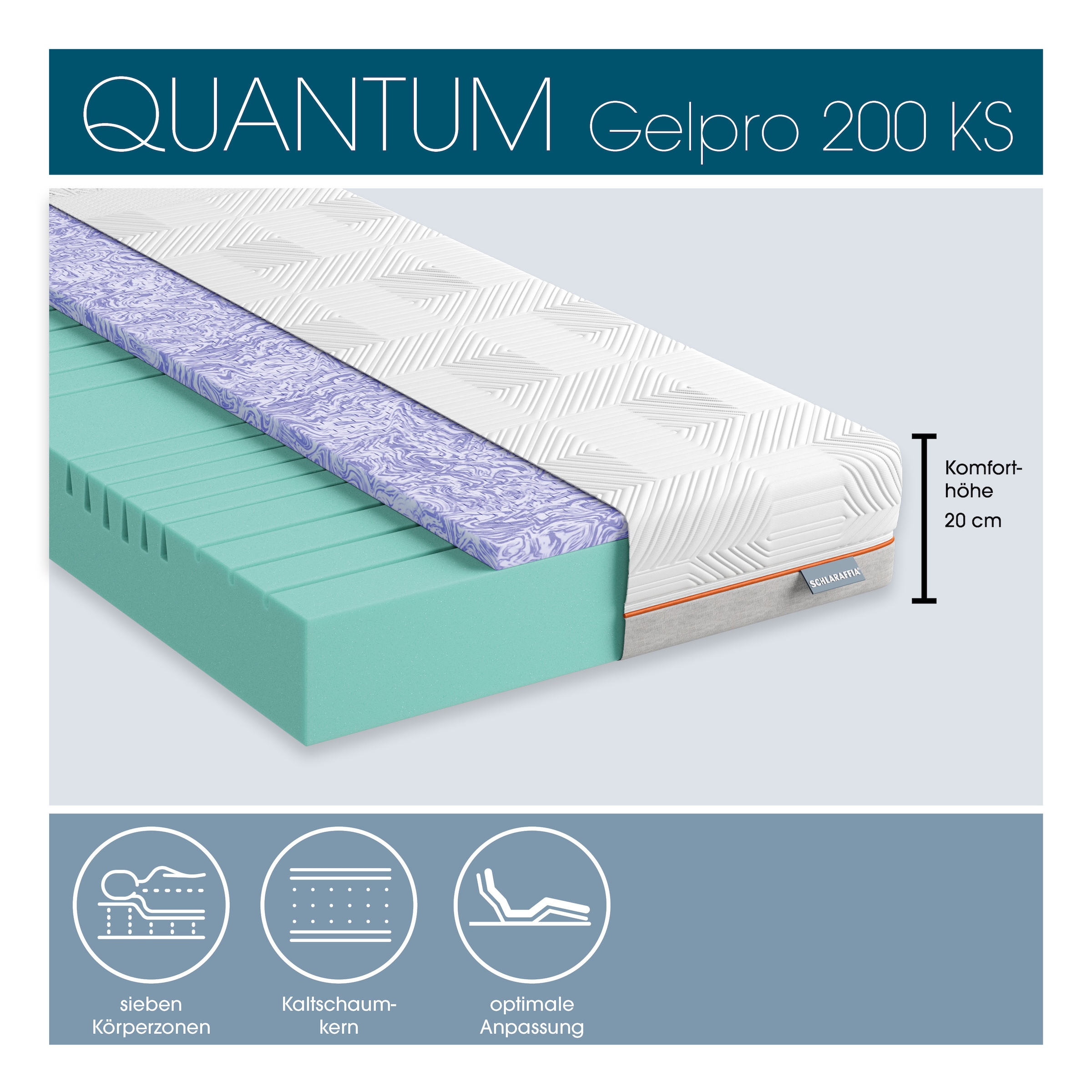 Schlaraffia »GelPro Quantum 200« 20 cm hoch Raumgewicht: 40 kg/m³ 1 Stk. tlg.