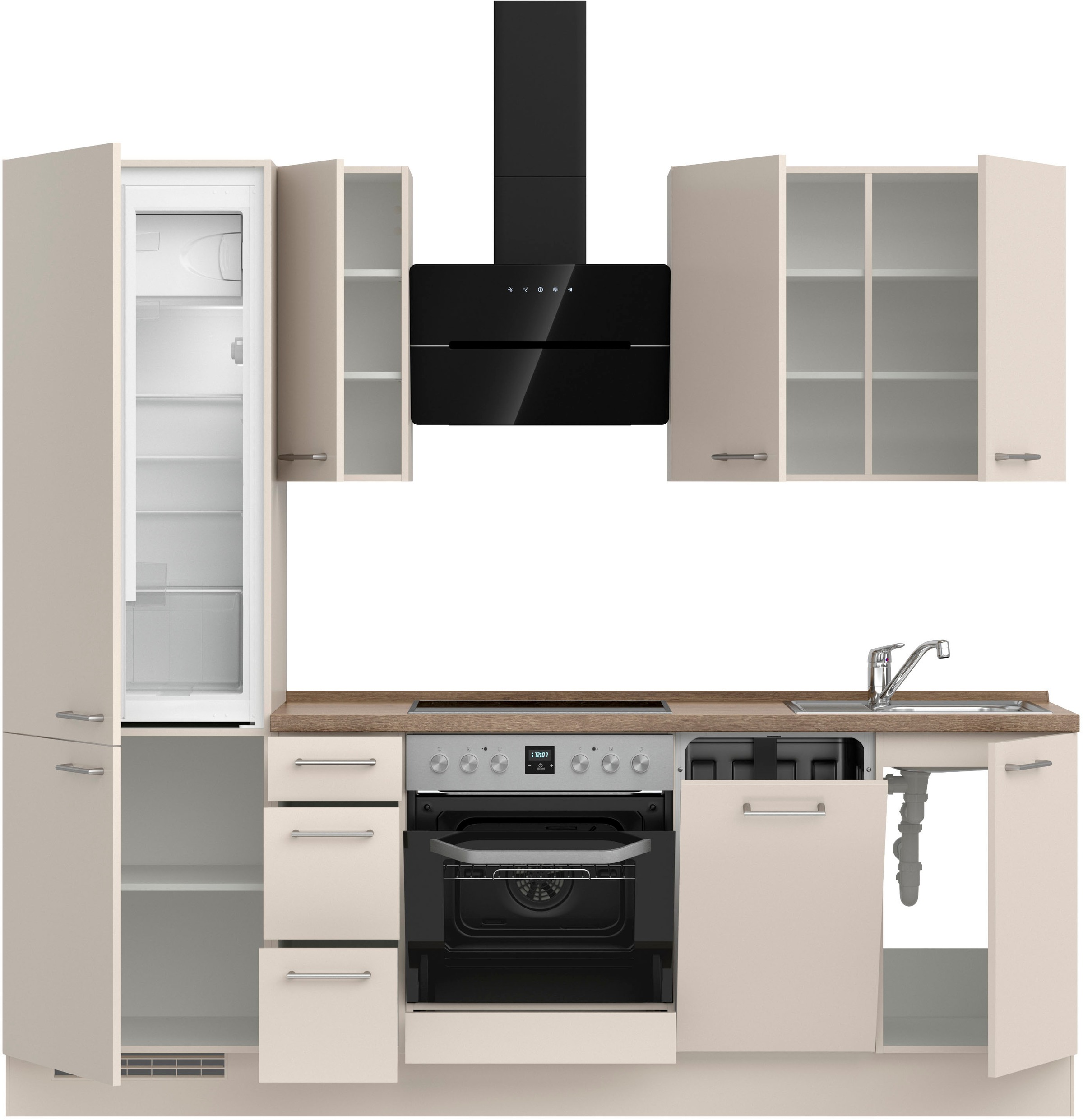 nobilia® Küchenzeile »"Laser II"«, vormontiert, Ausrichtung wählbar, Breite 240 cm, wahlw. mit E-Geräten