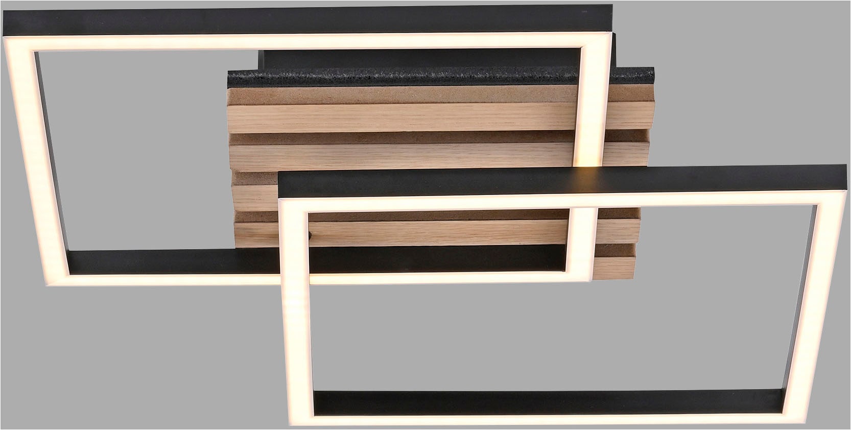 JUST LIGHT LED Deckenleuchte »AKUSTIKA« LED-Board 1 Stk. Warmweiß Eichenfurnier und schwarz, Rahmen drehbar