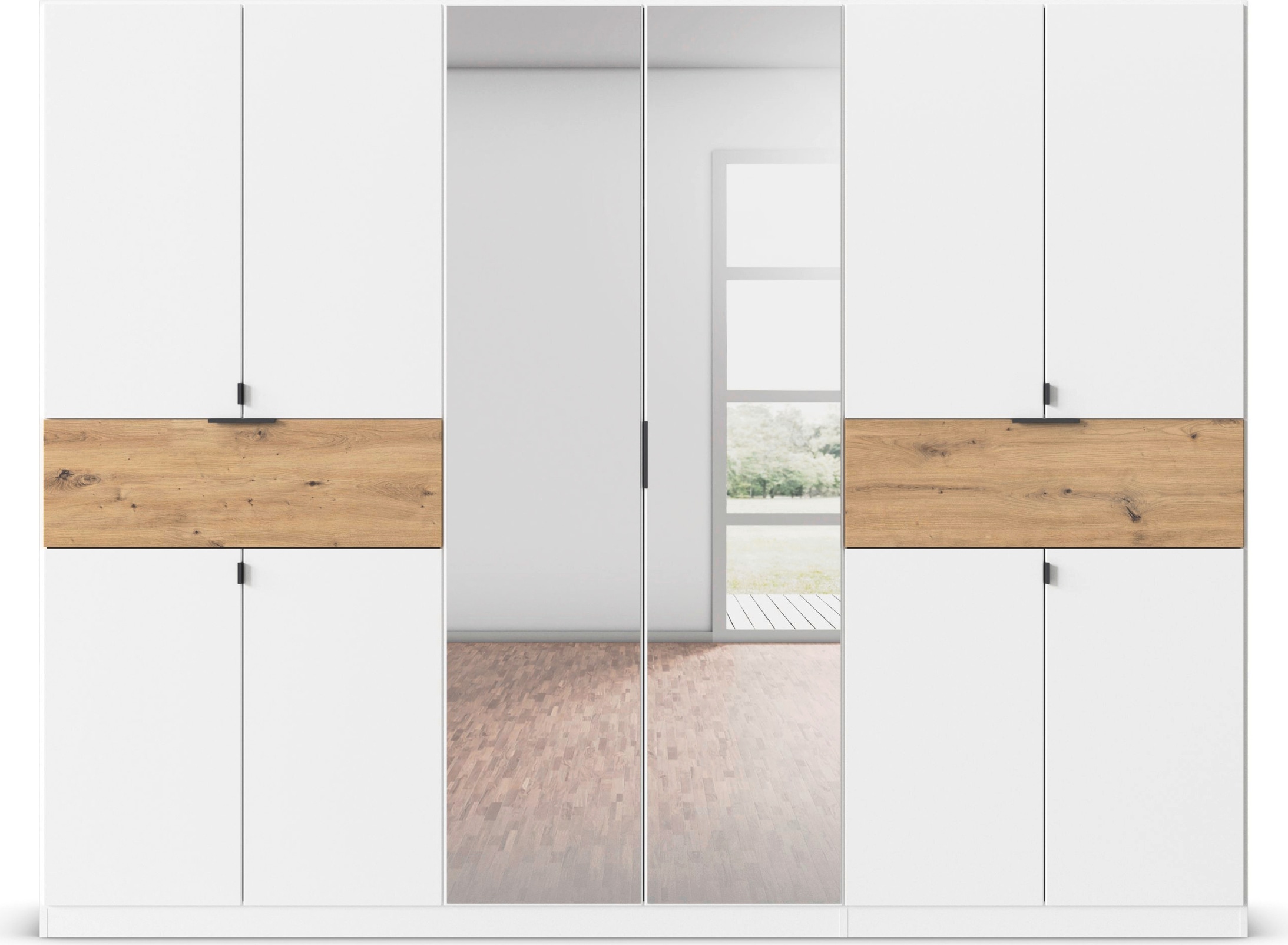 rauch Drehtürenschrank »Kleiderschrank Schrank Garderobe Wäscheschrank TICAO«, (Schubladen in der Höhe variabel positionierbar), mit 2 geräumigen Schubladen, viel Stauraum MADE IN GERMANY