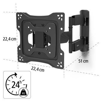 Hama TV-Wandhalterung »FULLMOTION, 3 Arme, Schwarz, 48 - 122 cm (19"-48"), 32", 43"«, Rotation: 6 °, VESA Standard: 100 x 100, 200 x 100, 75 x 75