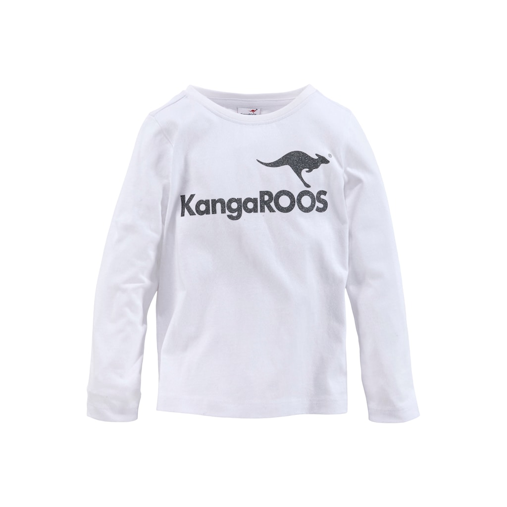 KangaROOS Langarmshirt (Packung 2 tlg.) mit Glitzerdruck