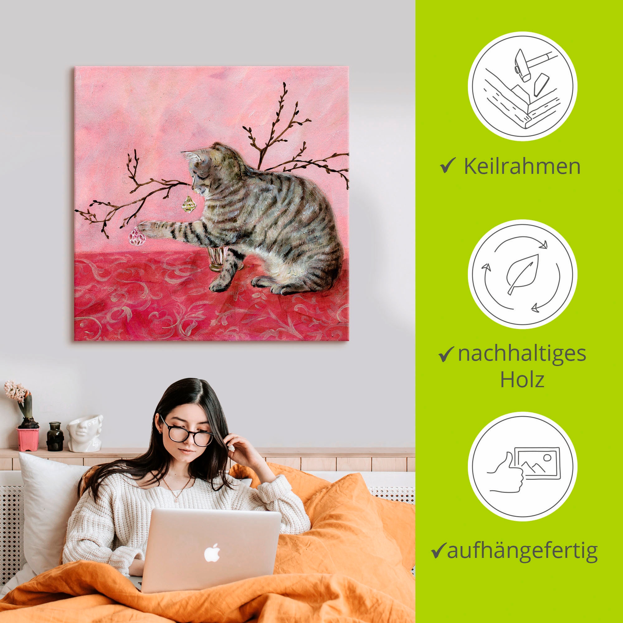 Artland Leinwandbild »Katzenspiel«, Haustiere, (1 St.), auf Keilrahmen gespannt