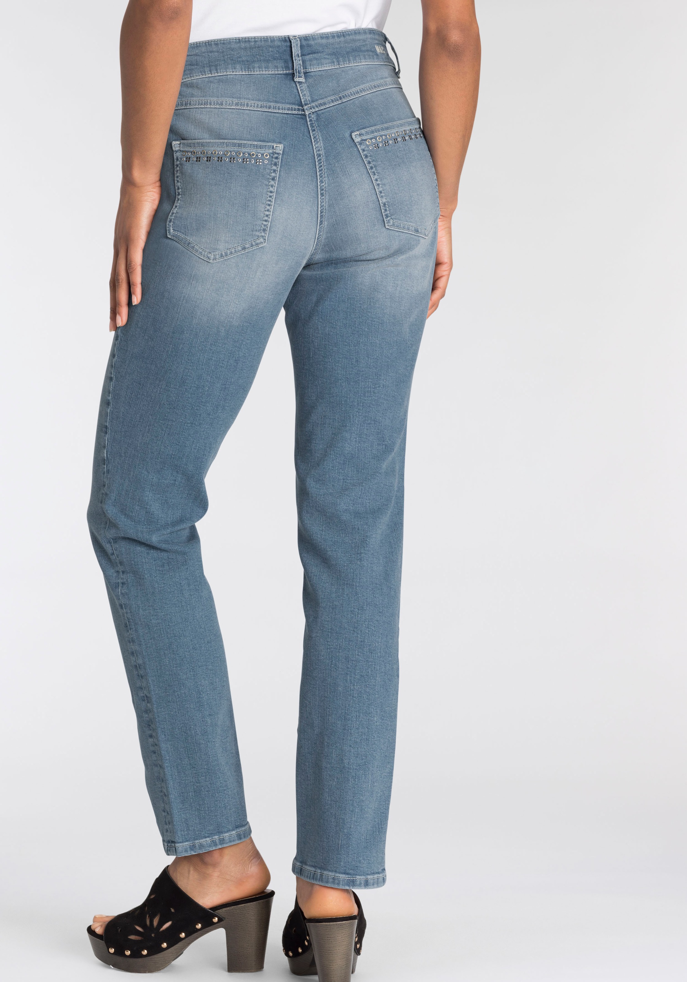 MAC Gerade Jeans kaufen den online Nietenbesatz hinteren Taschen an »Melanie-Rock«