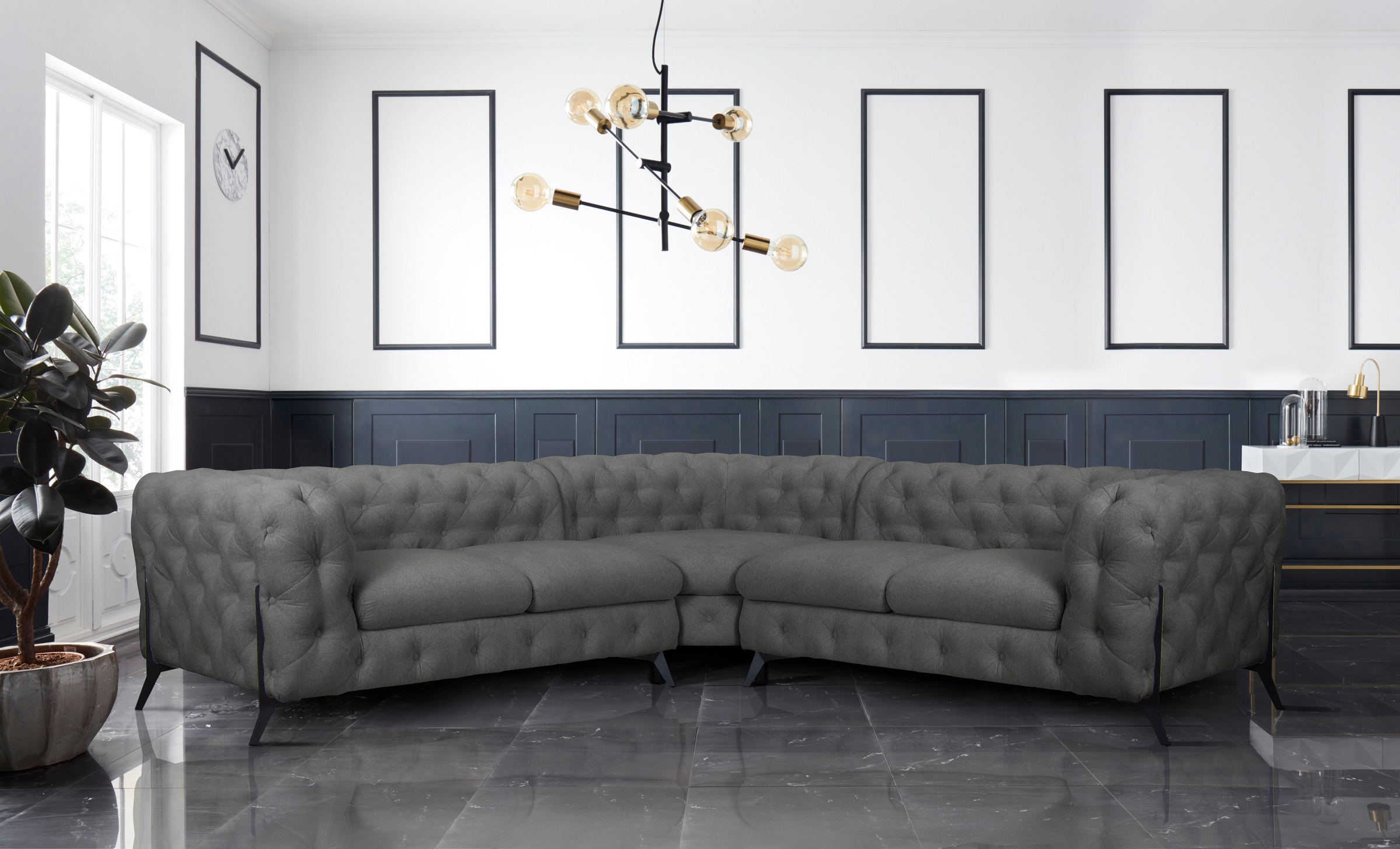 Home affaire Chesterfield-Sofa »Amaury L-Form« Chesterfield-Optik, Breite/T günstig online kaufen