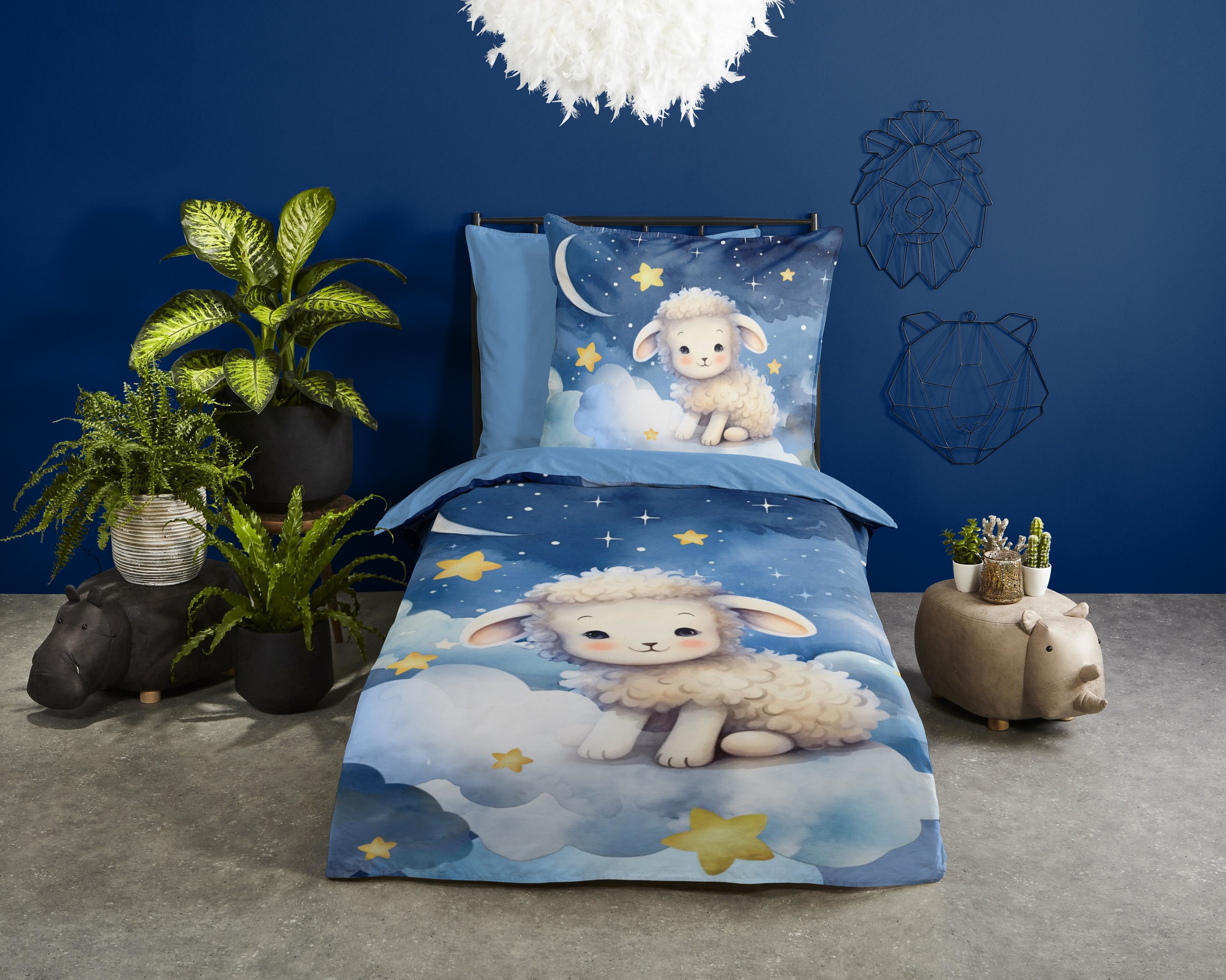 PURE luxury collection Kinderbettwäsche »Sheepy«, Mikrofaser, 135x200, 2 Te günstig online kaufen