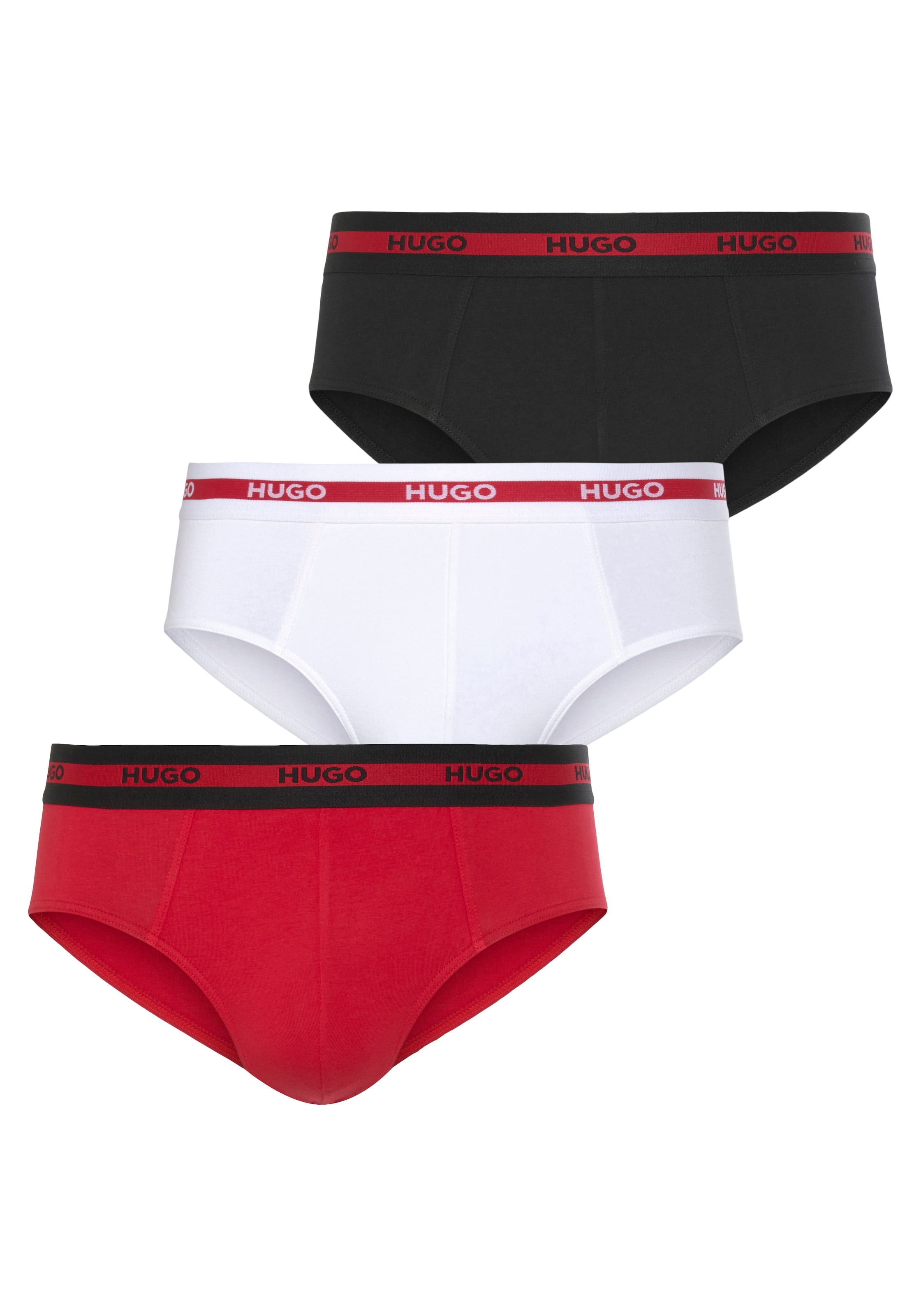 HUGO Underwear Slip, (Packung, 3 St., Im Dreierpack), mit Kontraststreifen und Logoschriftzügen auf dem Bund