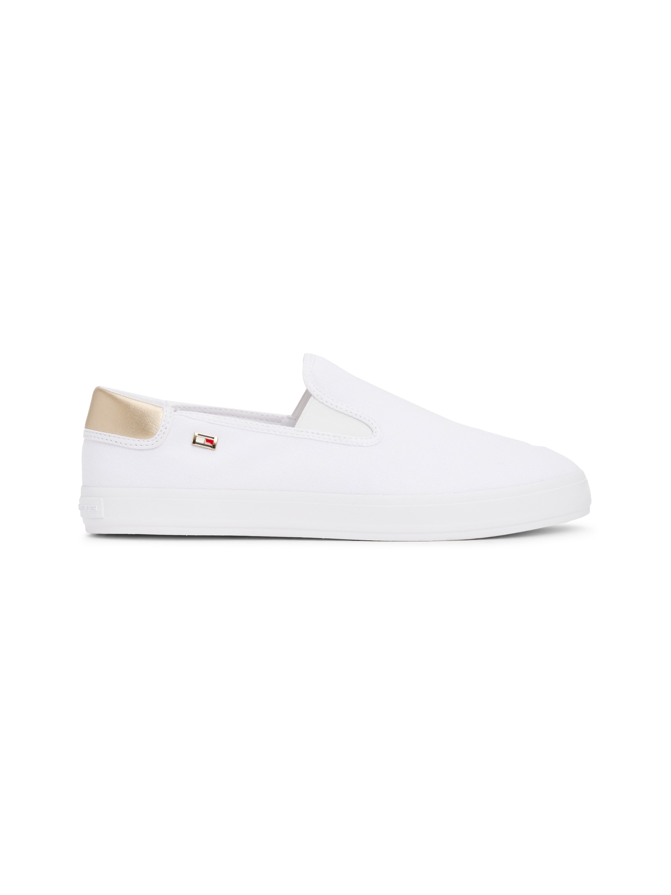 Tommy Hilfiger Slip-On Sneaker »VULC CANVAS SLIP-ON SNEAKER«, Plateau, Freizeitschuh, Halbschuh mit Kontrastbesatz, schmale Form