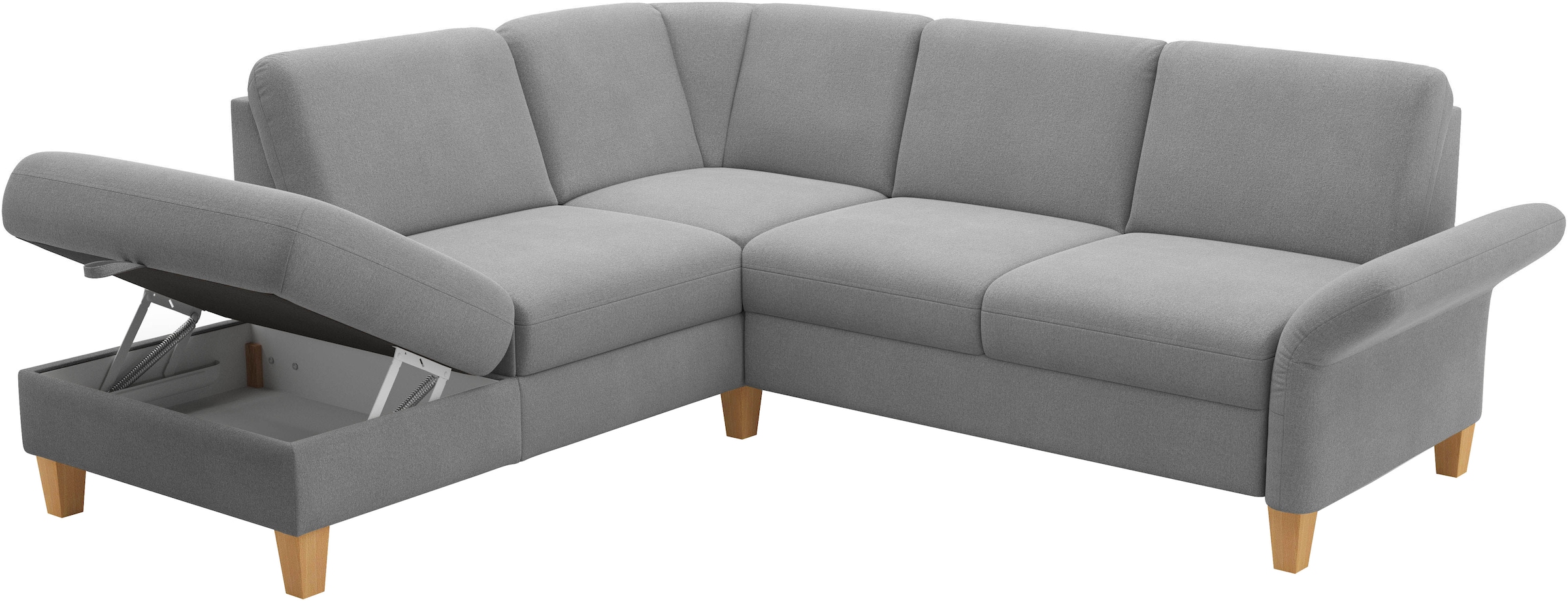 Home affaire Ecksofa »Rochelle«, wahlweise mit Armlverstellung, Klappbett mit Rollen & Bettkasten