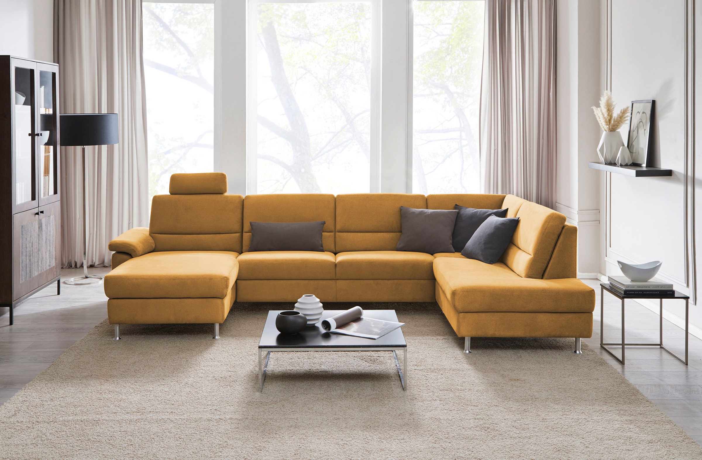 CALIZZA INTERIORS Wohnlandschaft »Onyx U-Form«, (3 St.), wahlweise mit Bettfunktion und Bettkasten