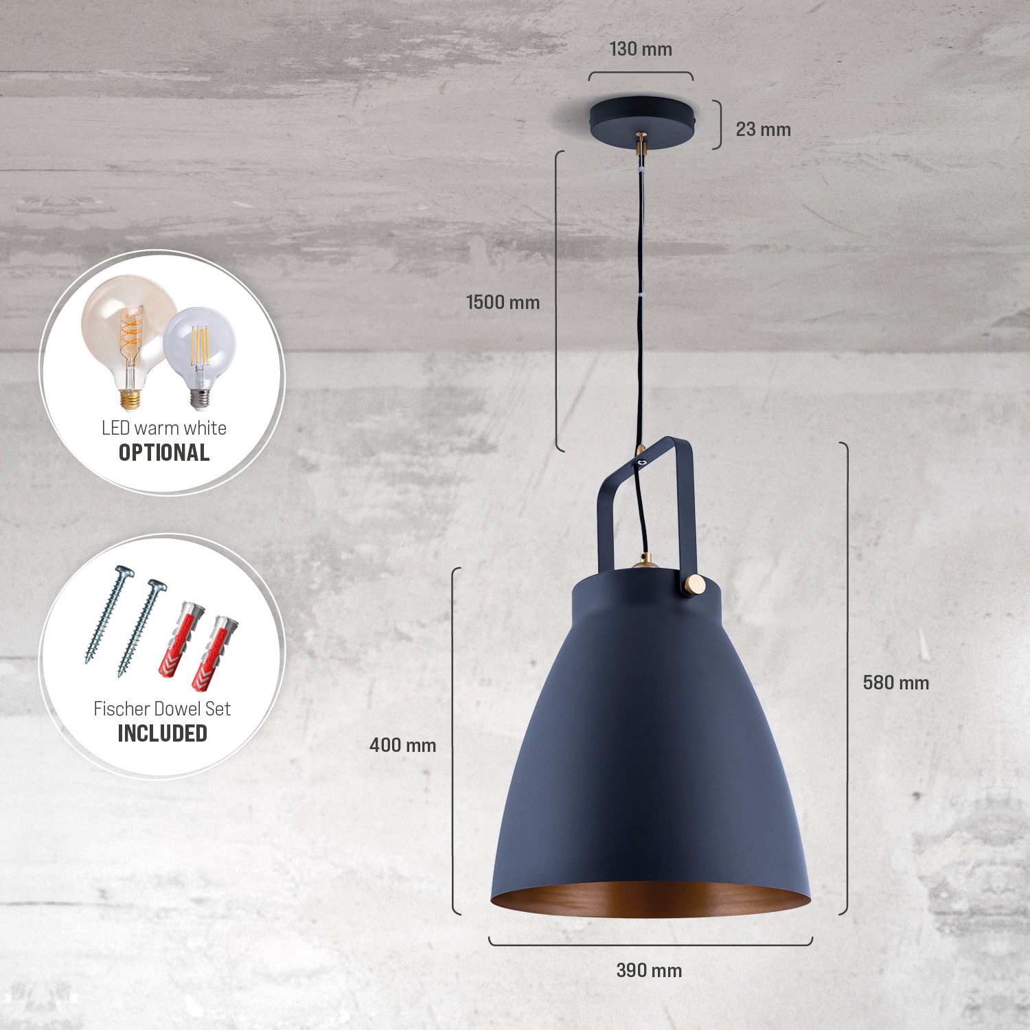 Paco Home Pendelleuchte »BOONE PD« E27 Stehleuchte Modern Wohnzimmer  Industrial Scheinwerfer Design E27