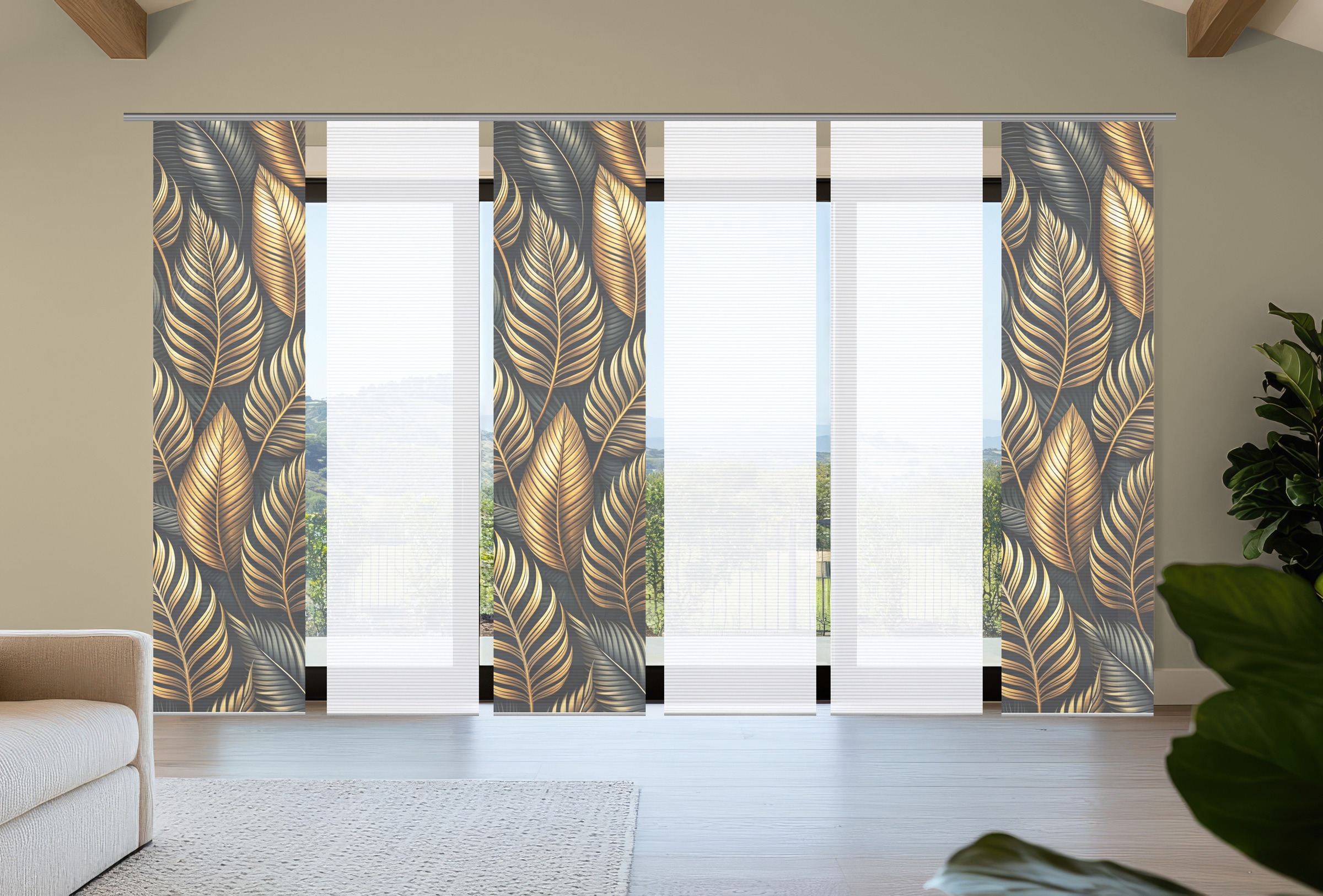 HOME in green Schiebegardine »ZEDRIC« Paneelwagen 6 Stk. tlg. Bambusoptik, günstig online kaufen