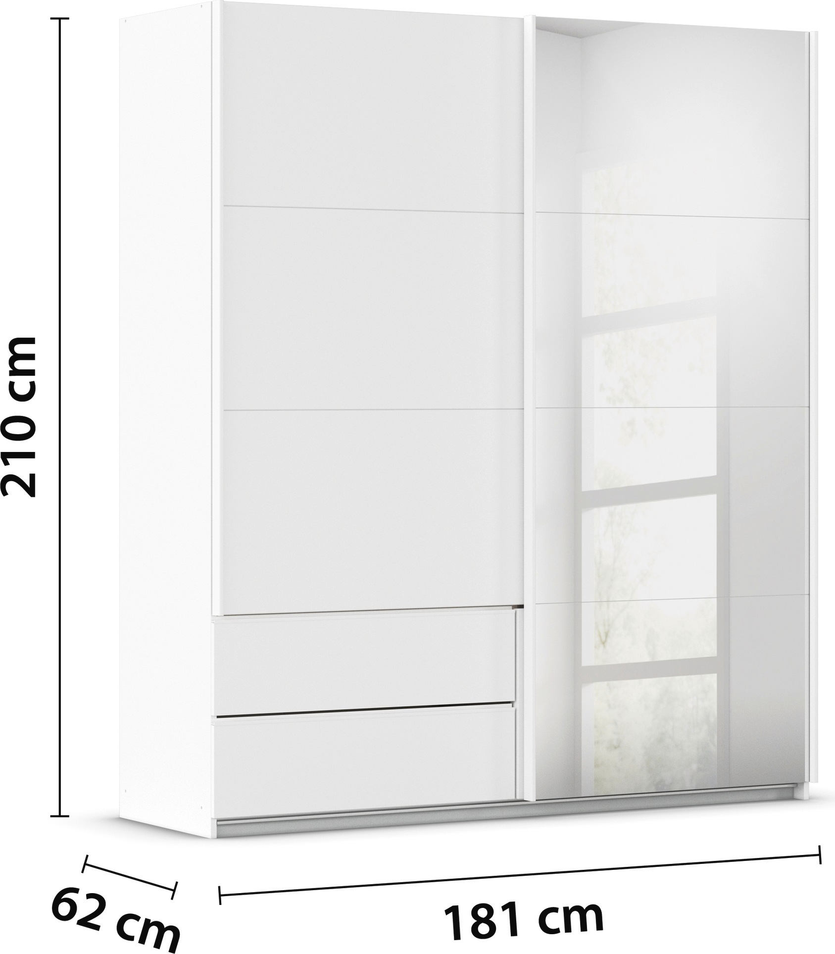 rauch Schwebetürenschrank »Kleiderschrank Schrank Garderobe Wäscheschrank ELARA mit Spiegel«, praktische Schubladen optional farblich abgesetzt MADE IN GERMANY