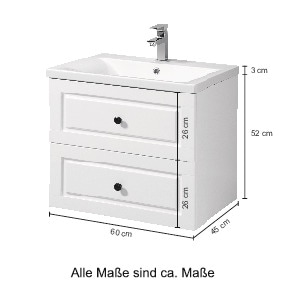 welltime Waschtisch »Hamburg«, Badmöbel mit 2 Schubladen und Waschbecken