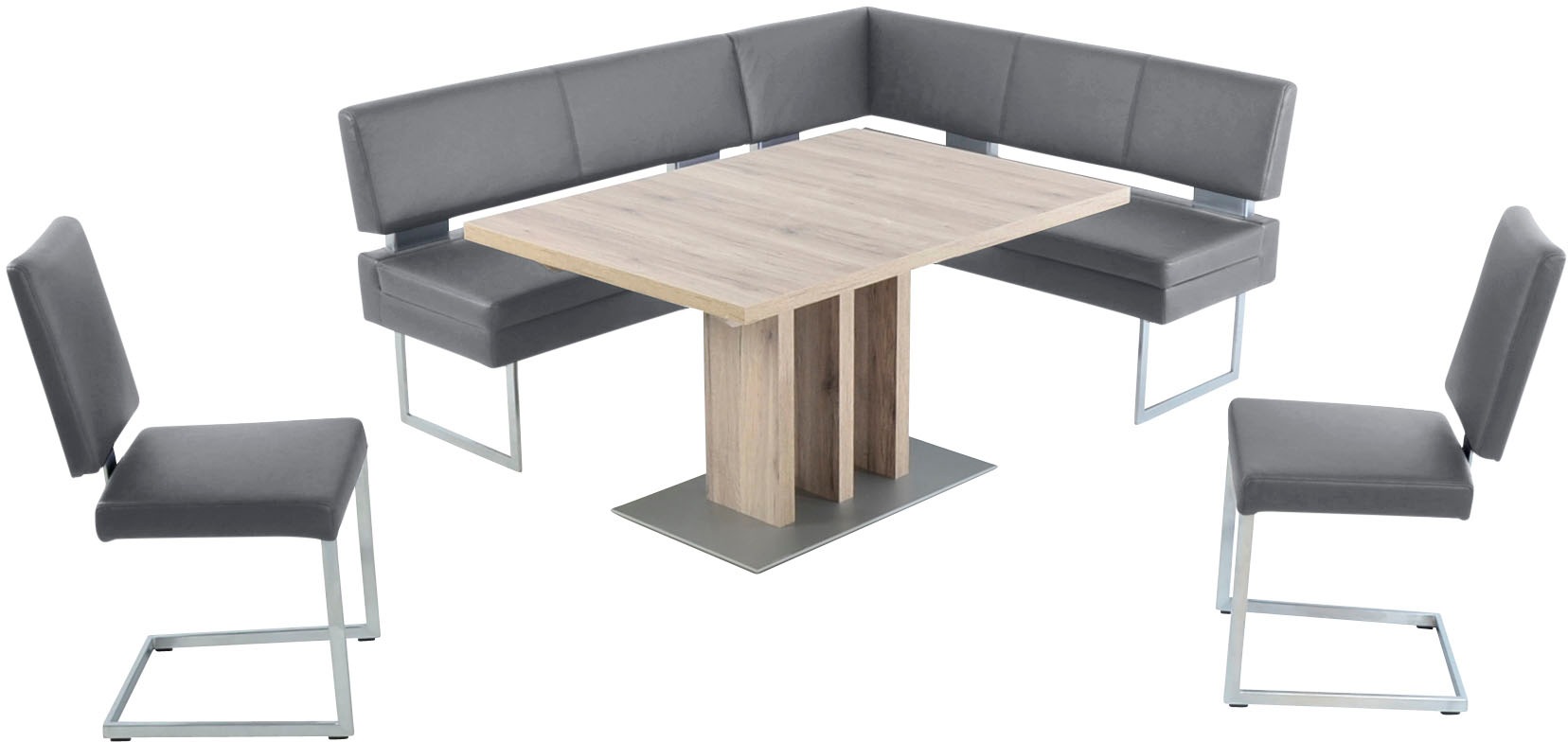 K+W Komfort & Wohnen Essgruppe 4 Stk. tlg. langer Schenkel links oder rechts, 2 Freischwinger, 1 Funktionstisch