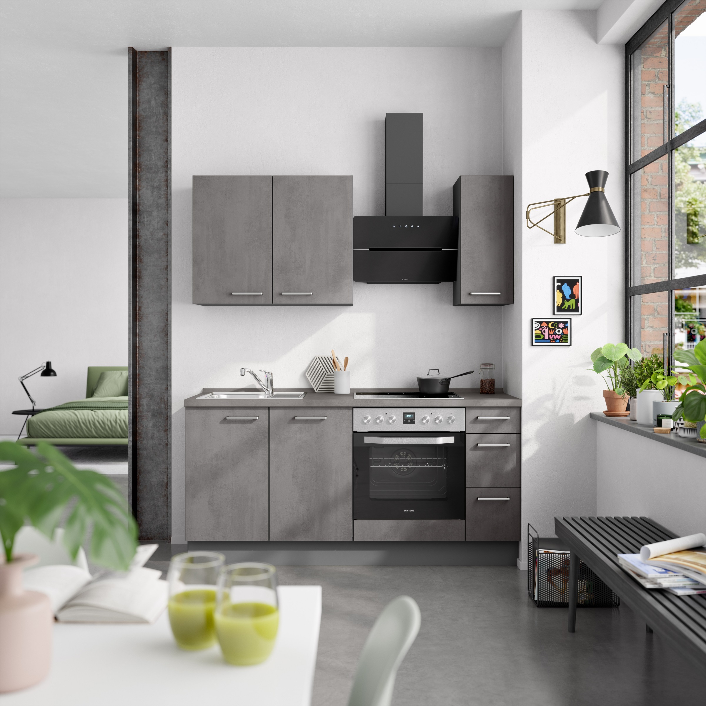 nobilia® Küchenzeile »"Riva II"«, vormontiert, Ausrichtung wählbar, Breite 180 cm, wahlw. mit E-Geräten