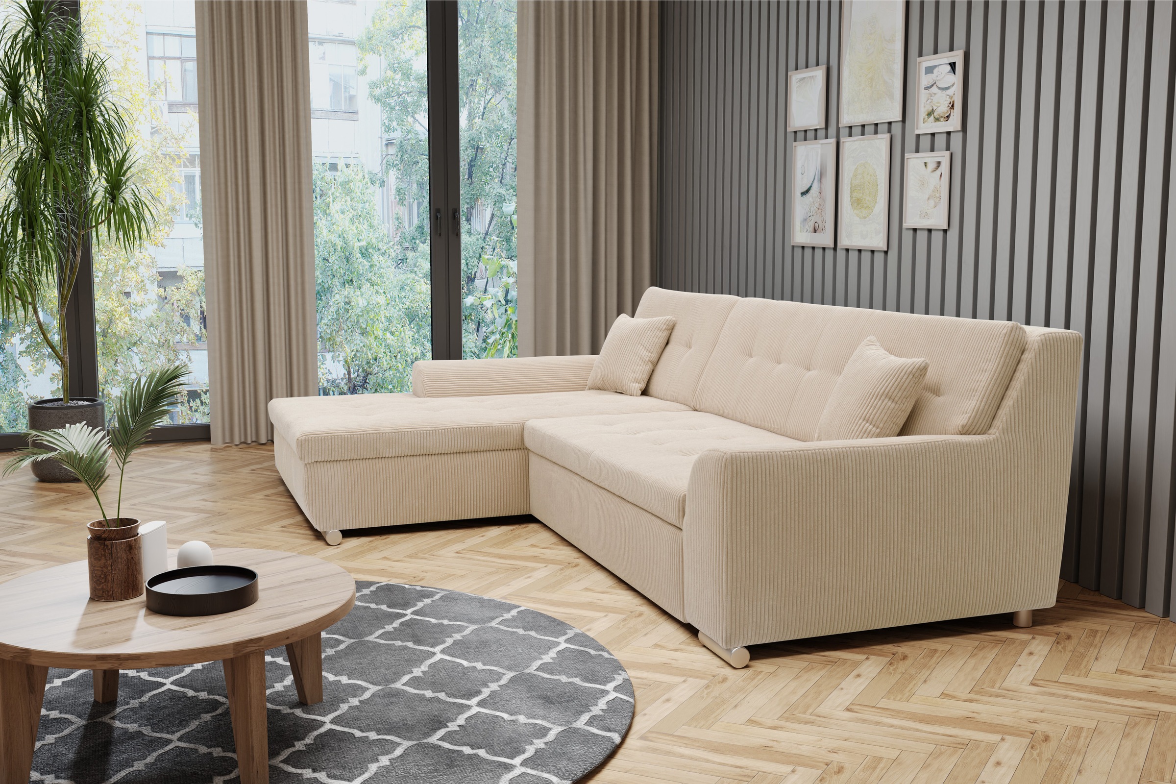 DOMO collection Ecksofa Treviso, wahlweise mit Bettfunktion, incl. Zierkissen