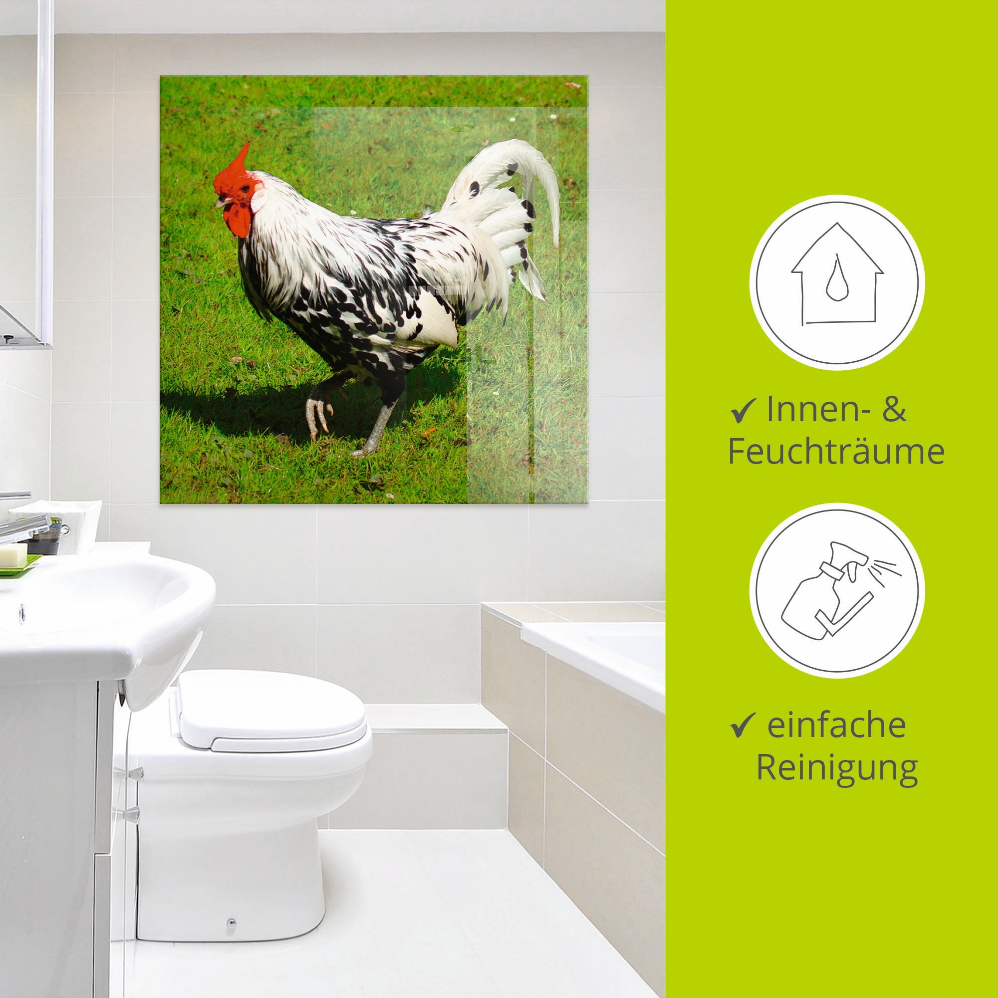 Artland Glasbild »Gepunktetes Huhn« Vögel 1 Stk. tlg. in verschiedenen Größen